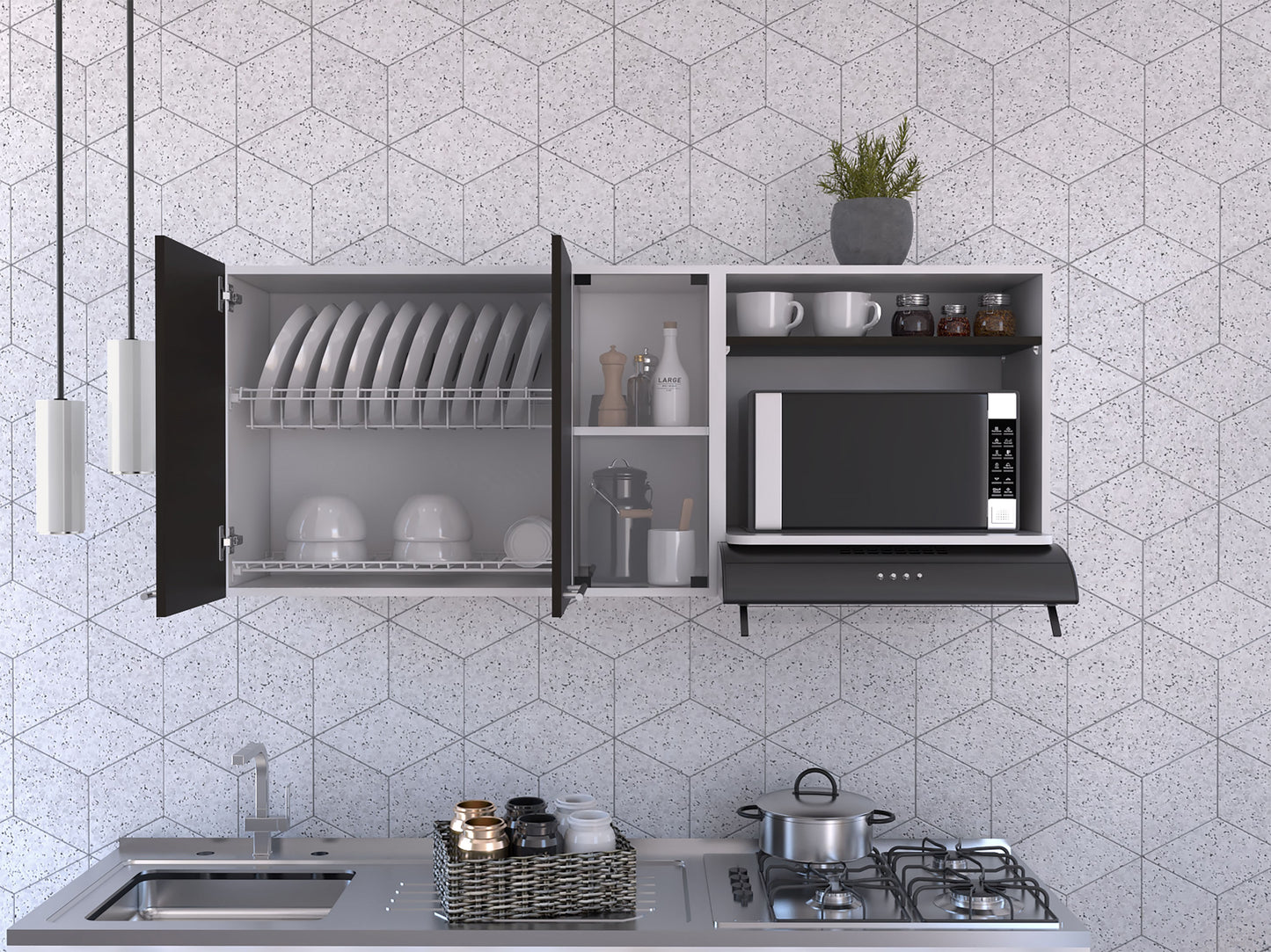 Gabinete Superior Gina Cocina Rta Blanco + Wengue