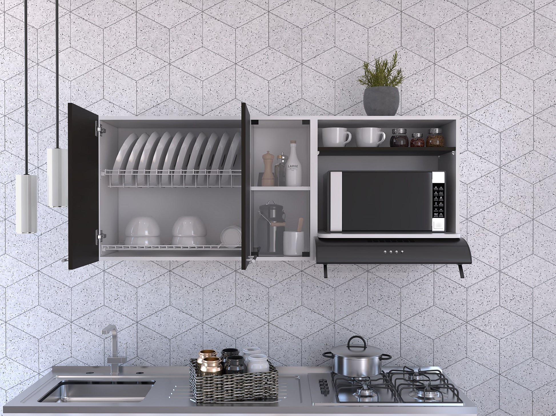 Gabinete Superior Gina Cocina Rta Blanco + Wengue