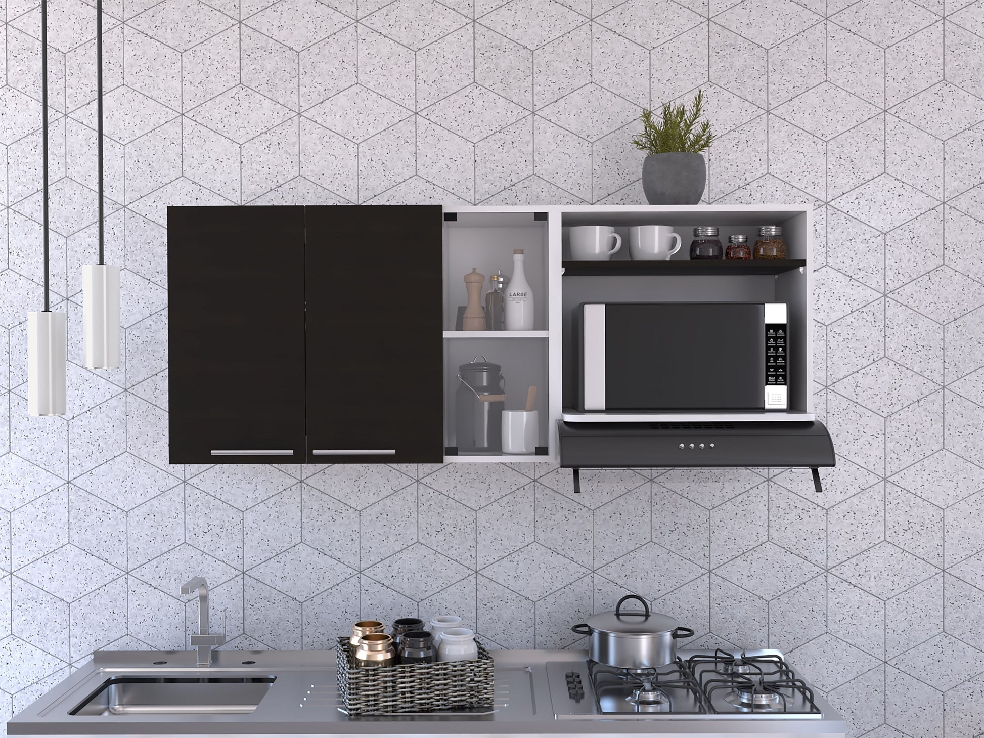 Gabinete Superior Gina Cocina Rta Blanco + Wengue