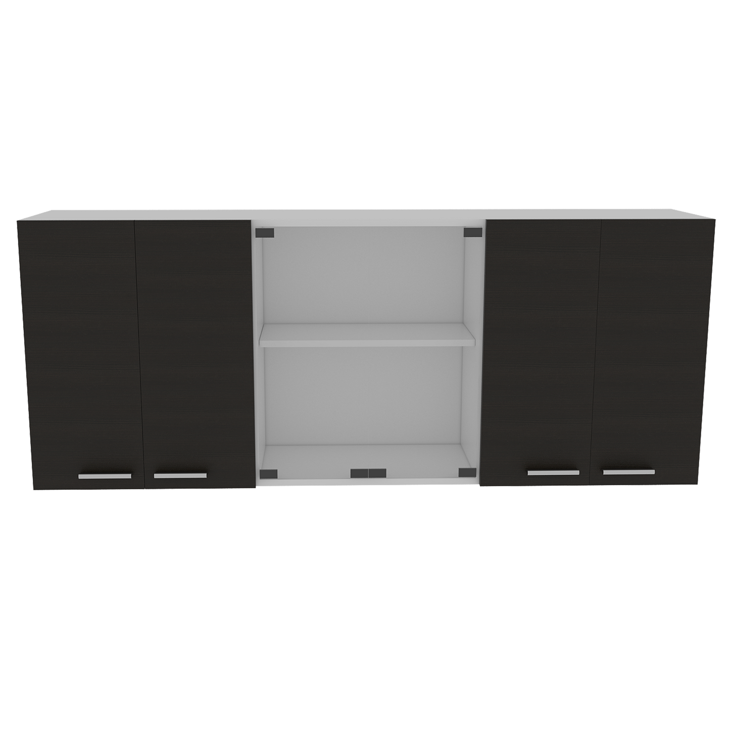 Gabinete Superior Cocina 150 Vidrio Rta Blanco + Wengue