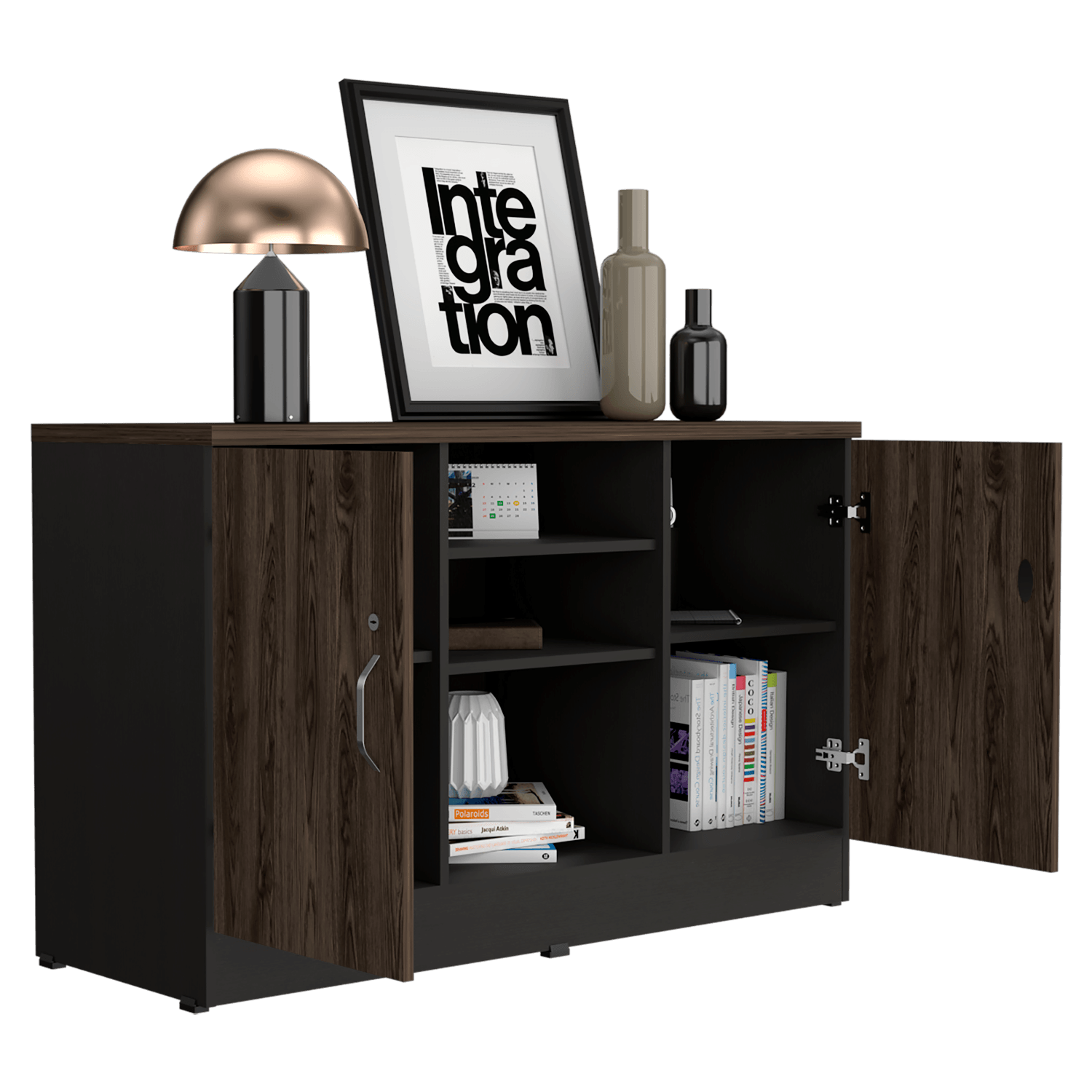 Gabinete Home Office 2 Puertas Rta Milan Wengue