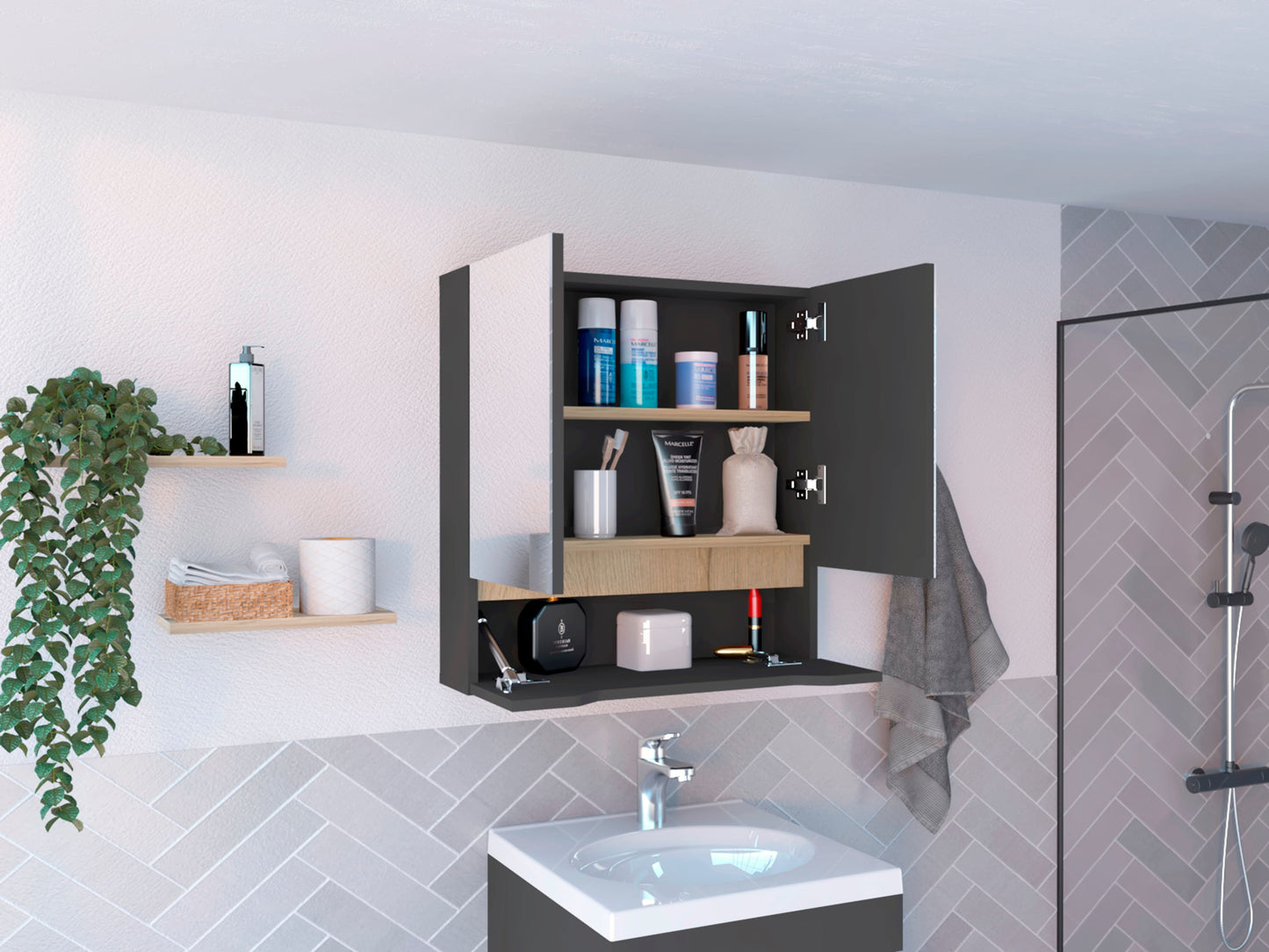 Mueble De Pared Para Baño Laurent Rta Plomo + Duna N/A