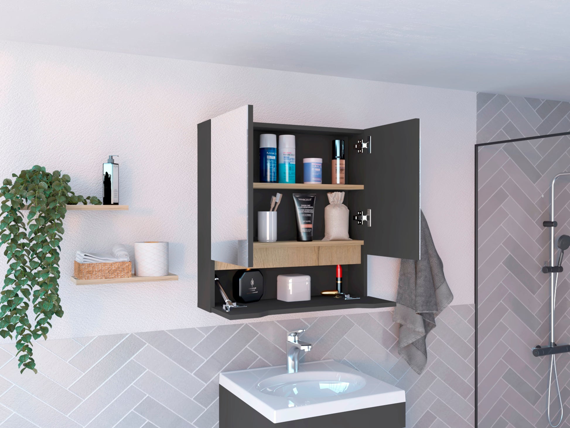 Mueble De Pared Para Baño Laurent Rta Plomo + Duna N/A