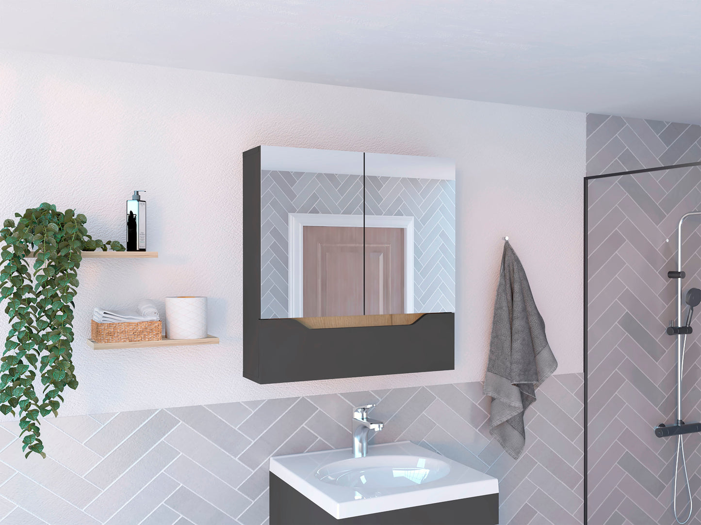 Mueble De Pared Para Baño Laurent Rta Plomo + Duna N/A