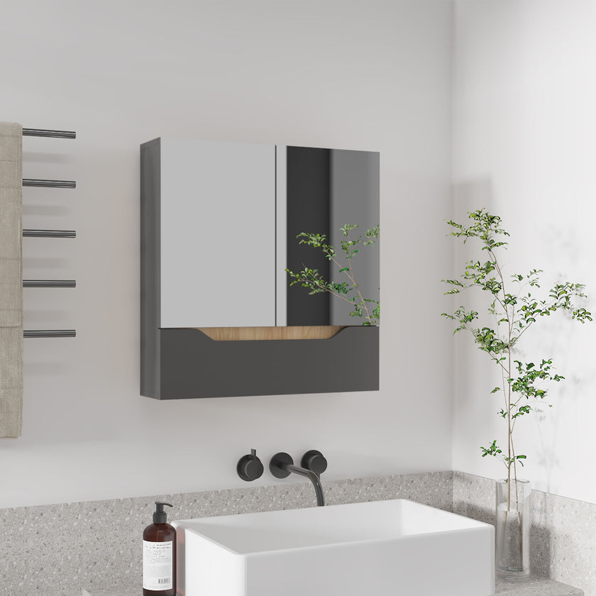 Gabinete De Baño Laurent 62X60 Rta Plomo Fresno