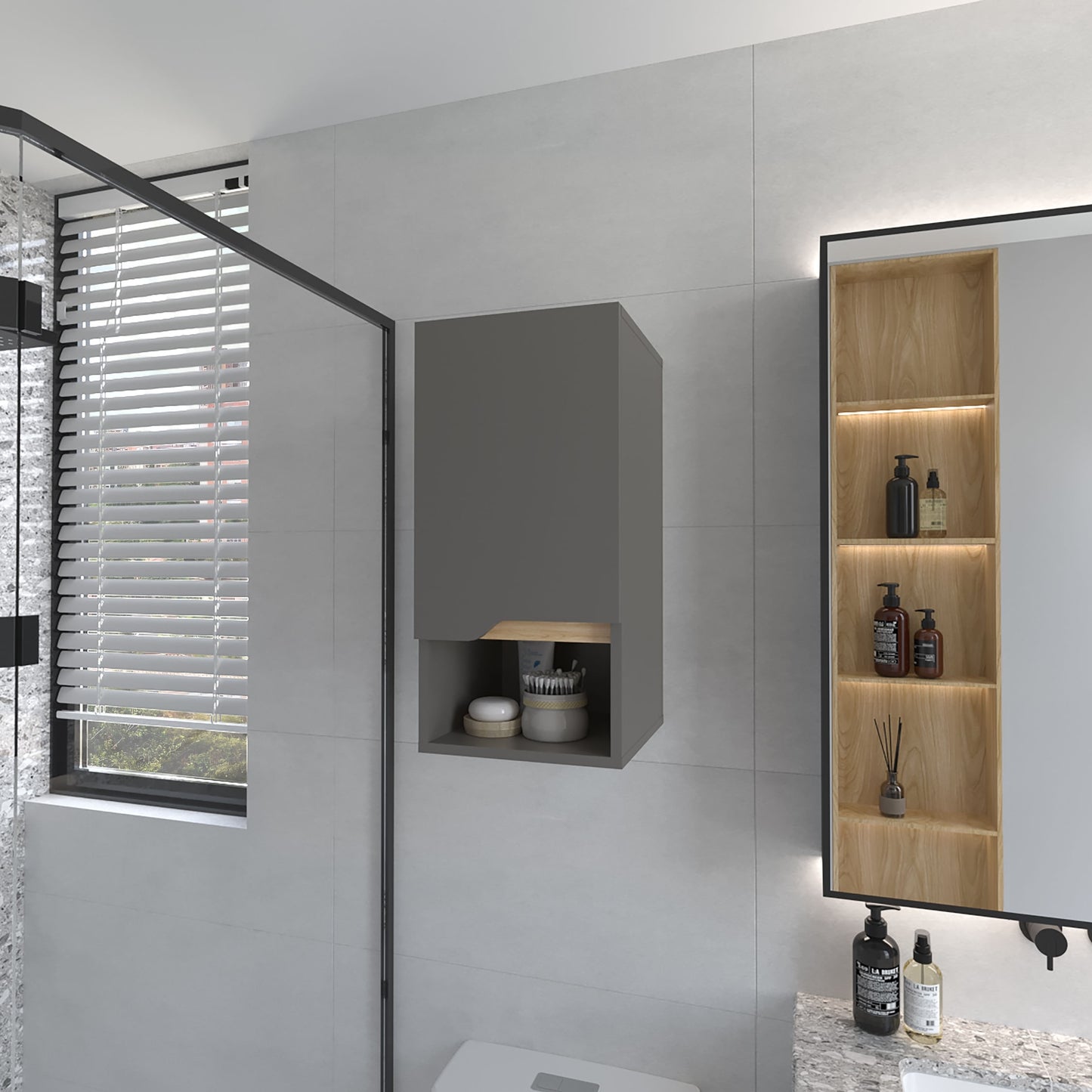 Armario Colgante De Baño Laurent 62X30 Rta Plomo Fresno