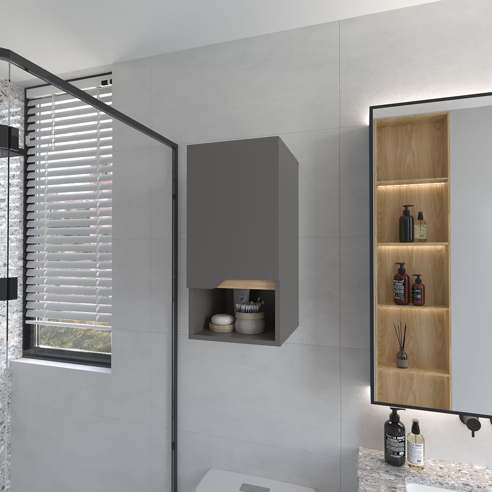 Armario Colgante De Baño Laurent 62X30 Rta Plomo Fresno