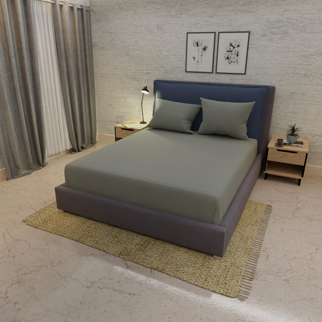 Sabana Ajustable Unicolor My House Gris