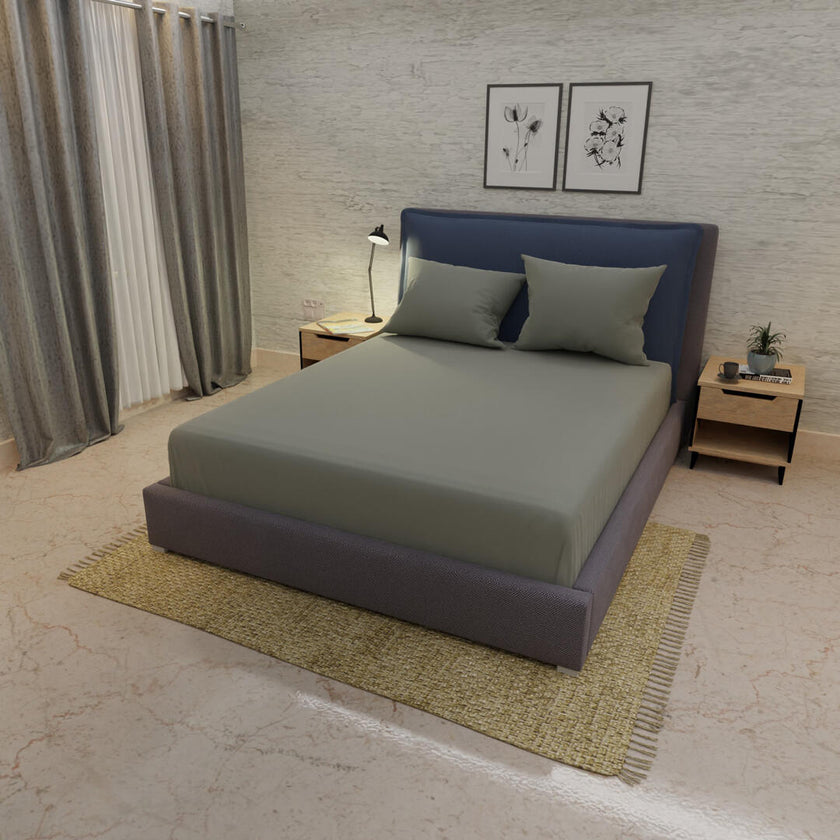 Sabana Ajustable Unicolor My House Gris