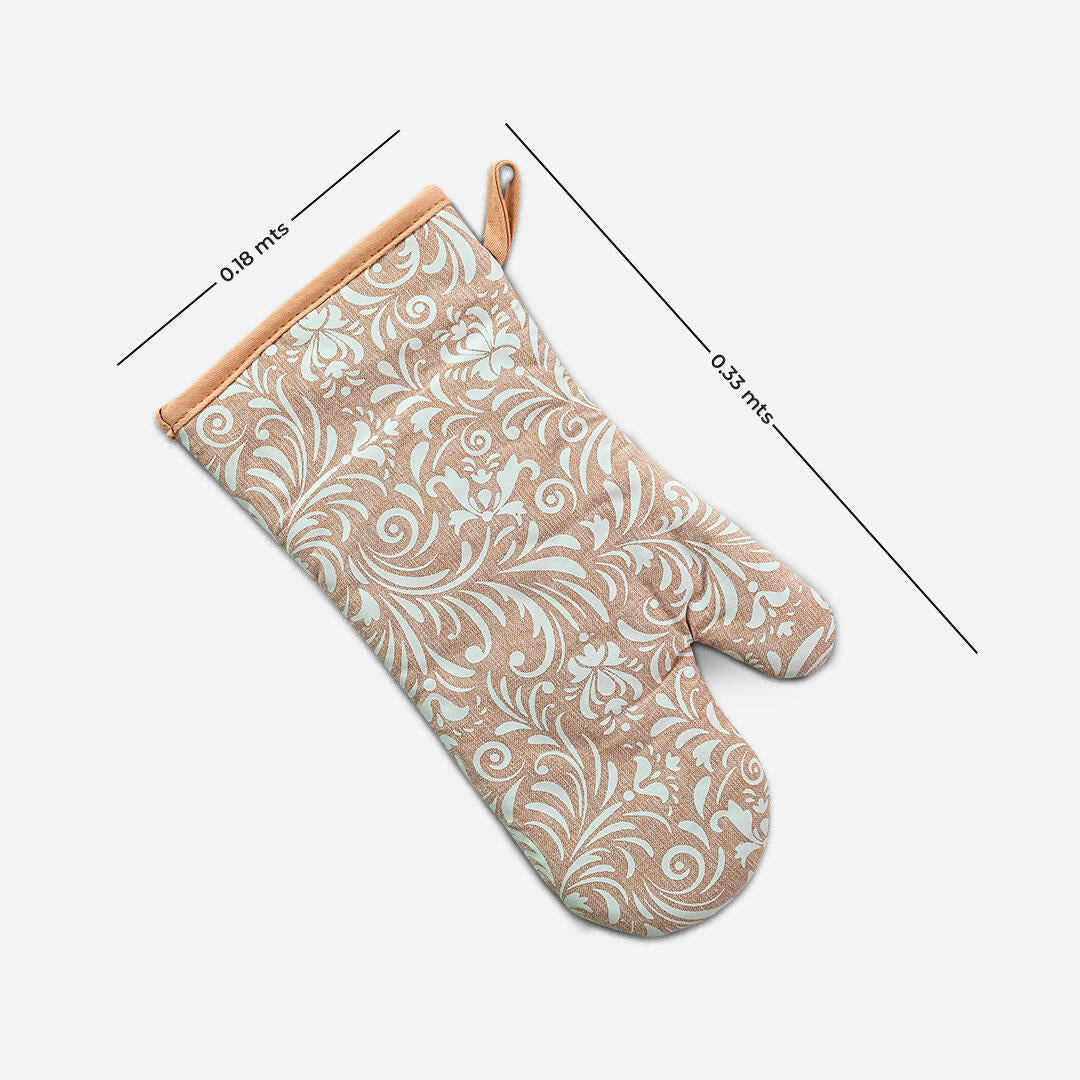 Juego De Delantal De Cocina Floral Y Guante De Horno