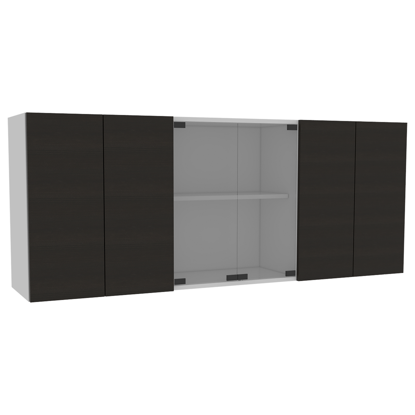 Gabinete Superior Cocina 150 Vidrio Rta Blanco + Wengue