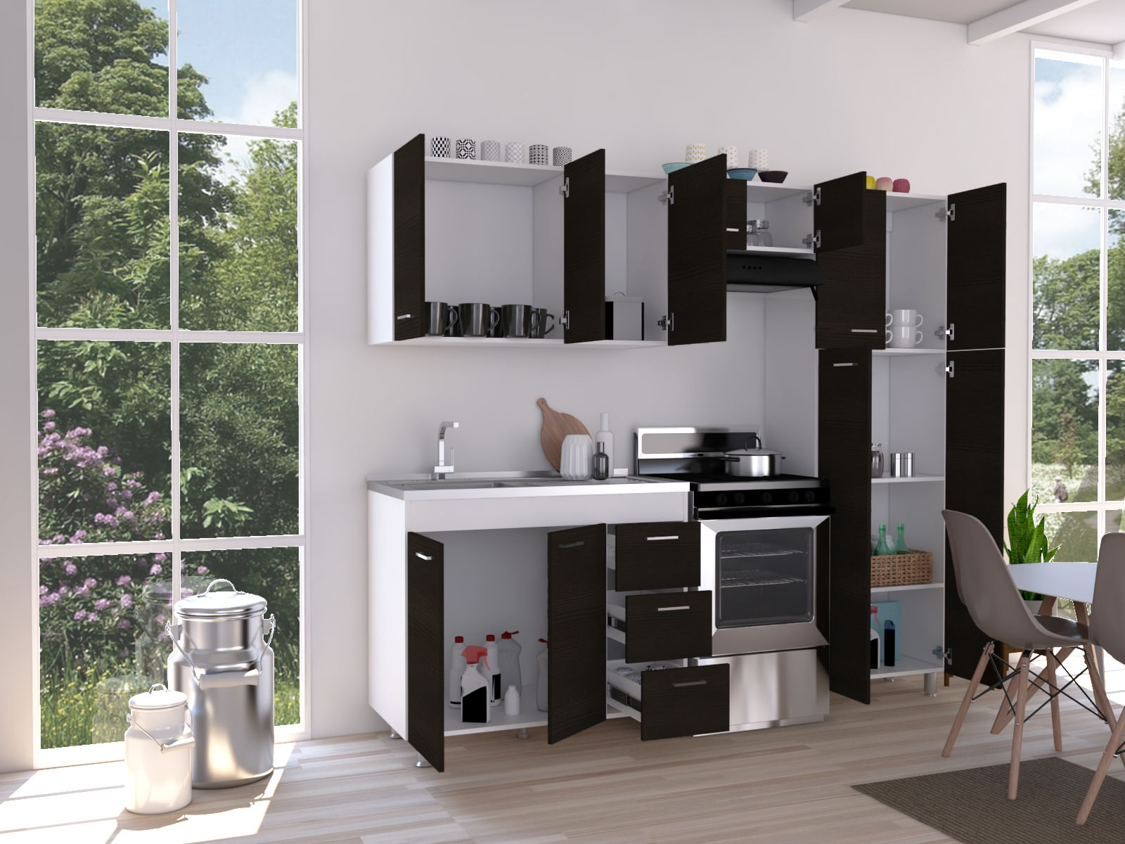 Cocina Completa Ferreti Rta Blanco + Wengue