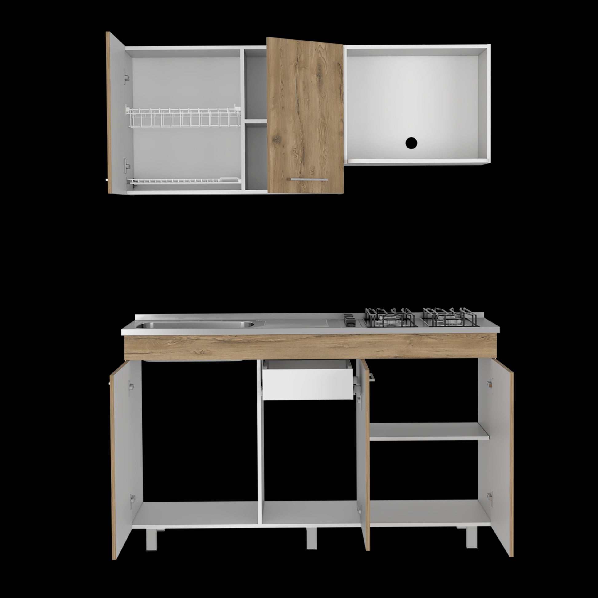 Cocina 150 Miro Lite Rta Macadamia + Blanco