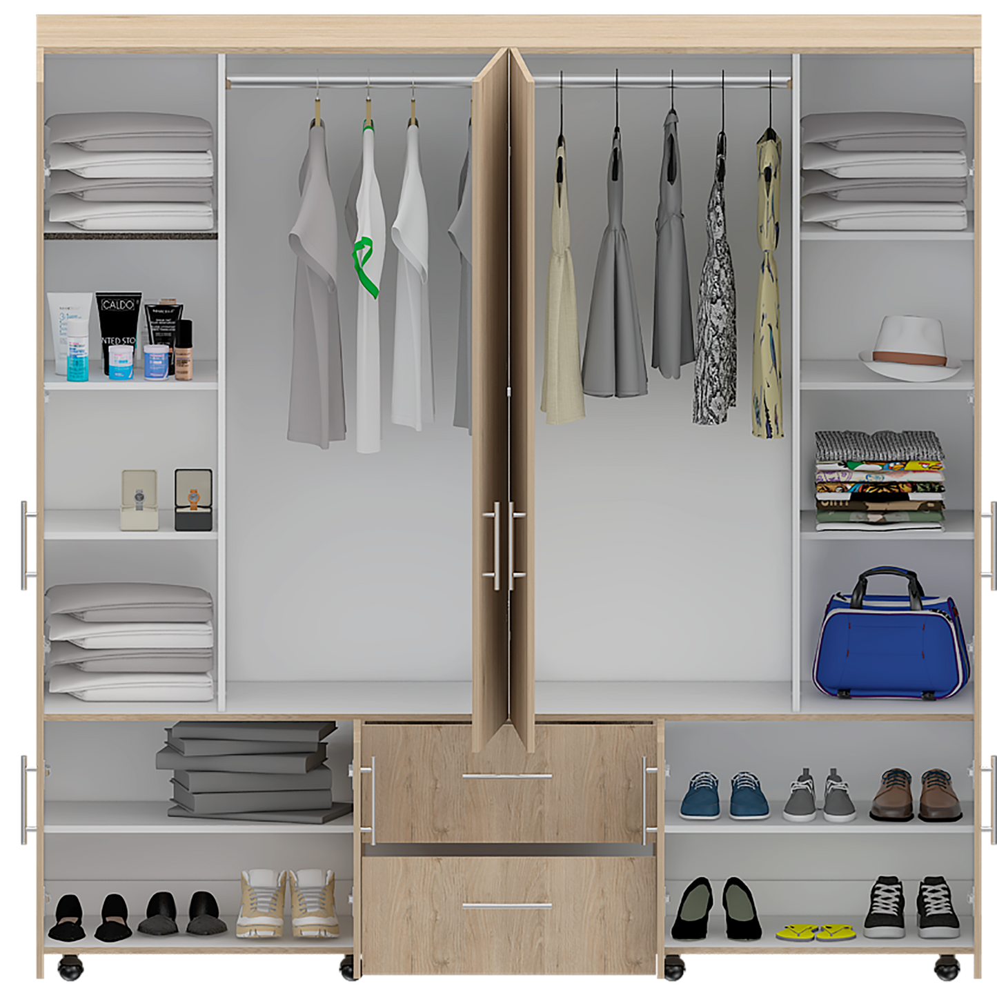 Closet Cantelmo 200 X 200 X 48 Rta Rovere + Blanco