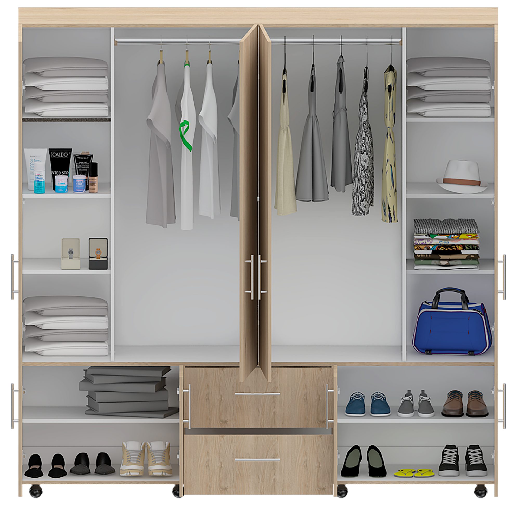 Closet Cantelmo 200 X 200 X 48 Rta Rovere + Blanco