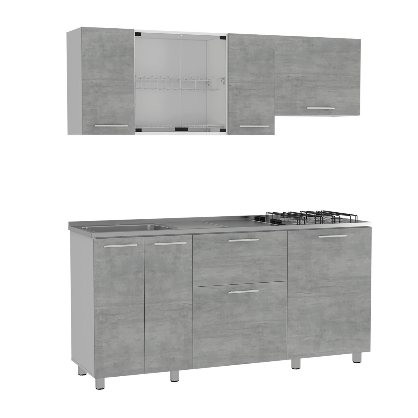 Cocina 180 Linar Rta Blanco + Cemento