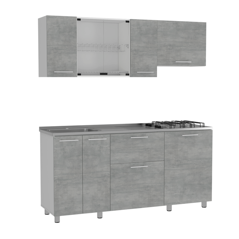Cocina 180 Linar Rta Blanco + Cemento