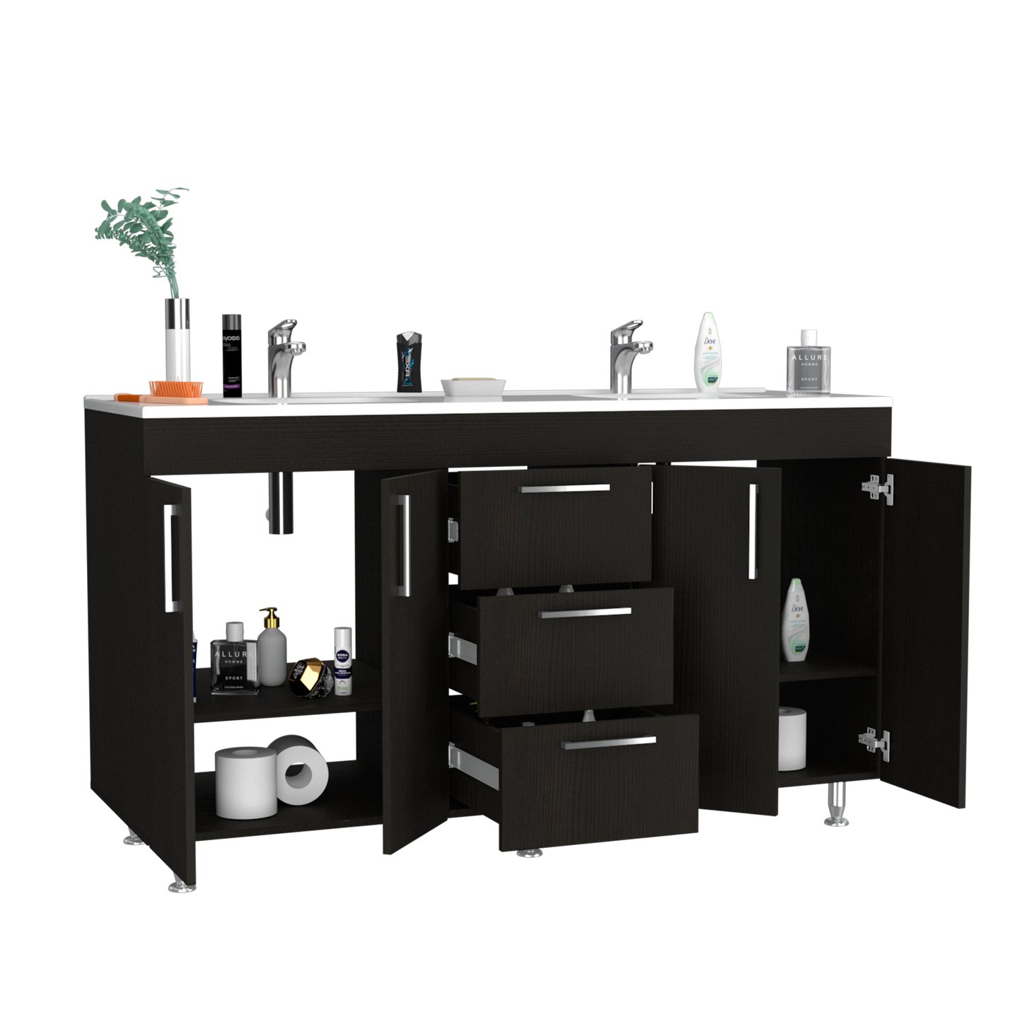Mueble De Baño Velloc 60'' Doble Rta Wengue