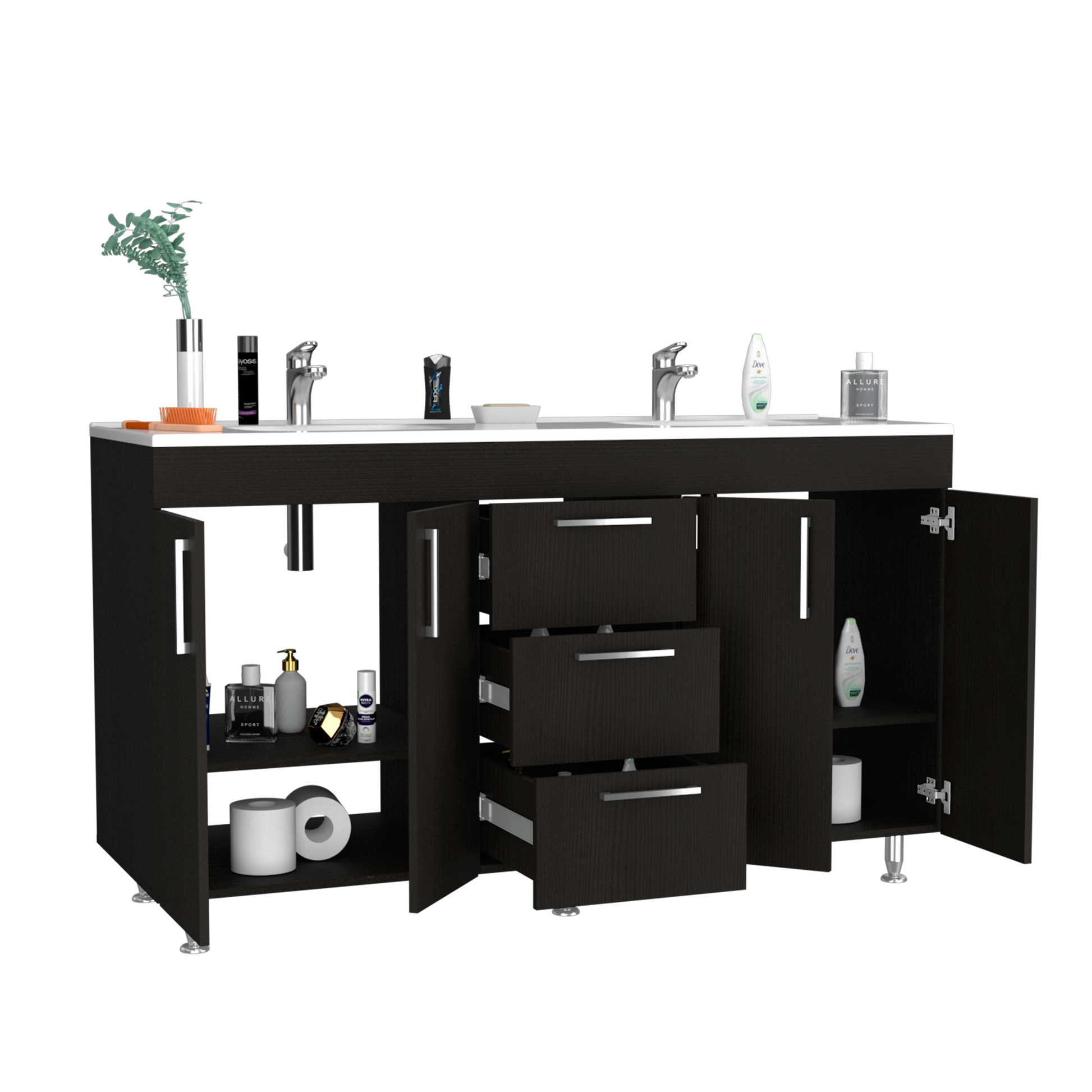 Mueble De Baño Velloc 60'' Doble Rta Wengue