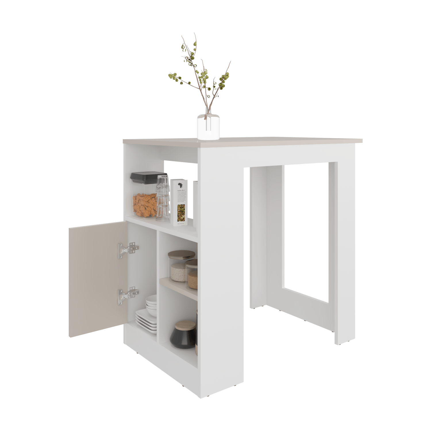 Isla De Cocina Attica 91X92X59 Rta Blanco Mqz + Capri