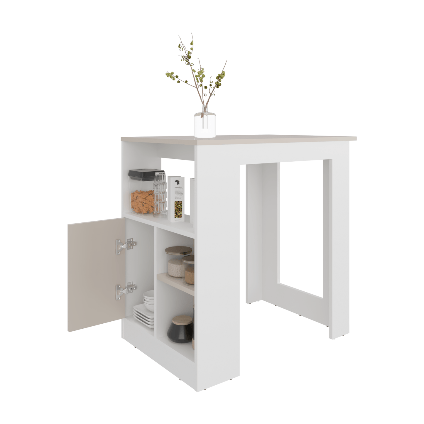 Isla De Cocina Attica 91X92X59 Rta Blanco Mqz + Capri