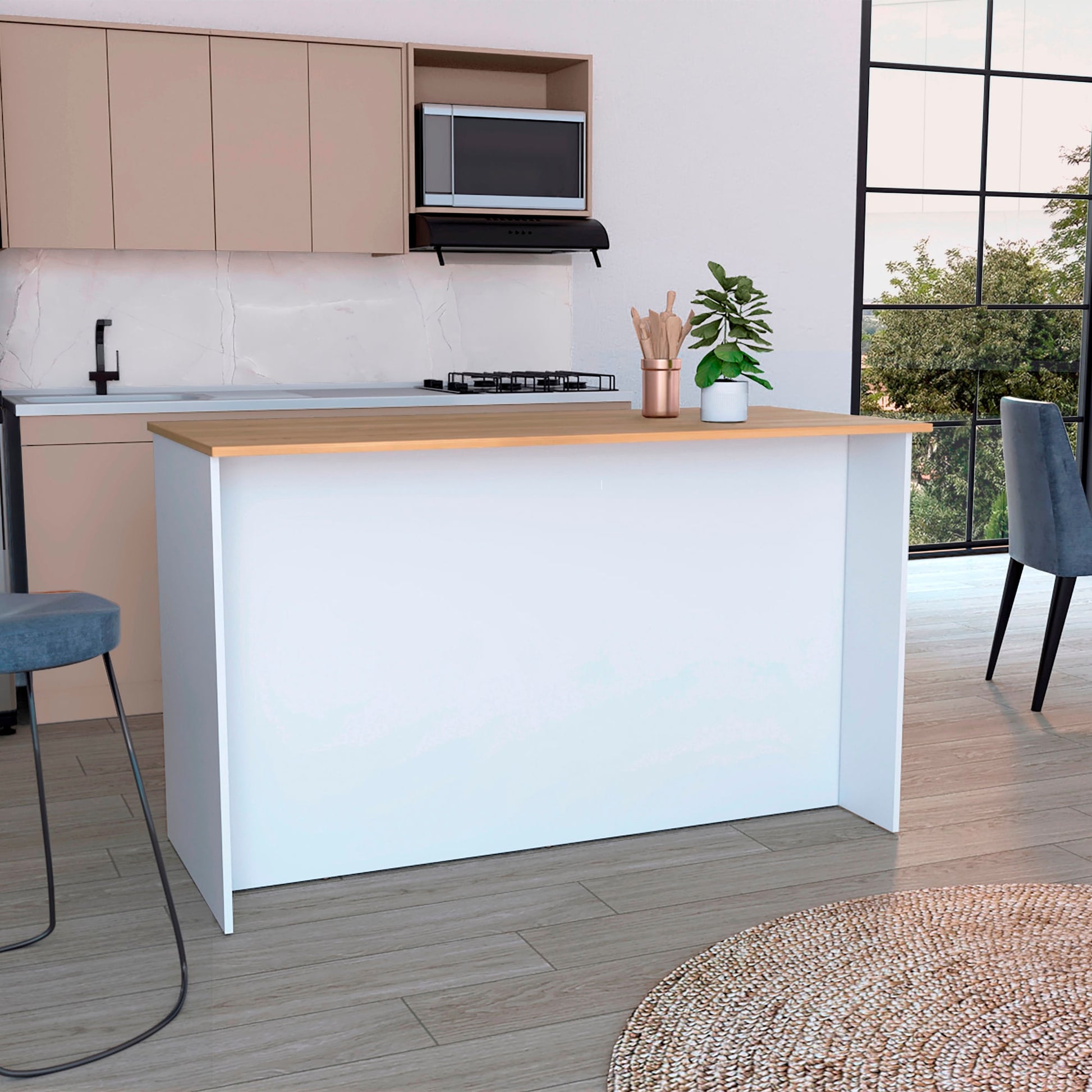 Isla De Cocina 150 Rta Ginger Blanco Fresno Eu Zf