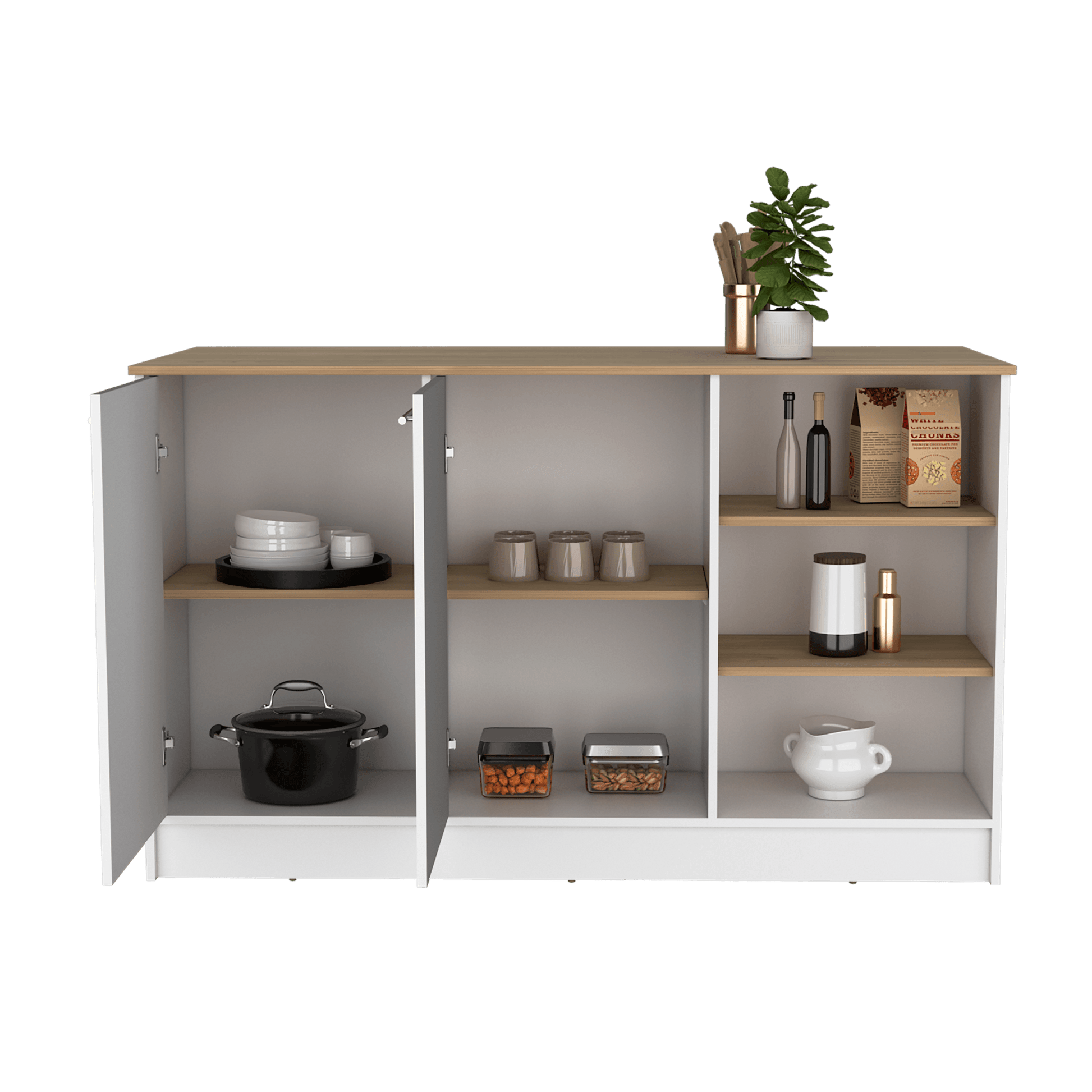 Isla De Cocina 150 Rta Ginger Blanco Fresno Eu Zf