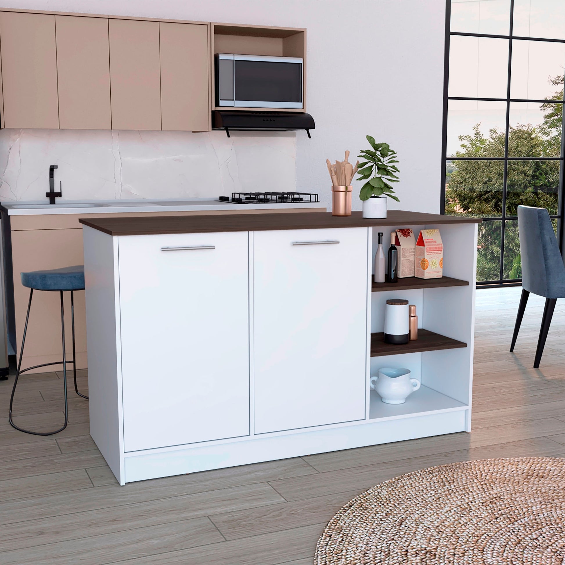 Isla De Cocina 150 Rta Ginger Milan Blanco