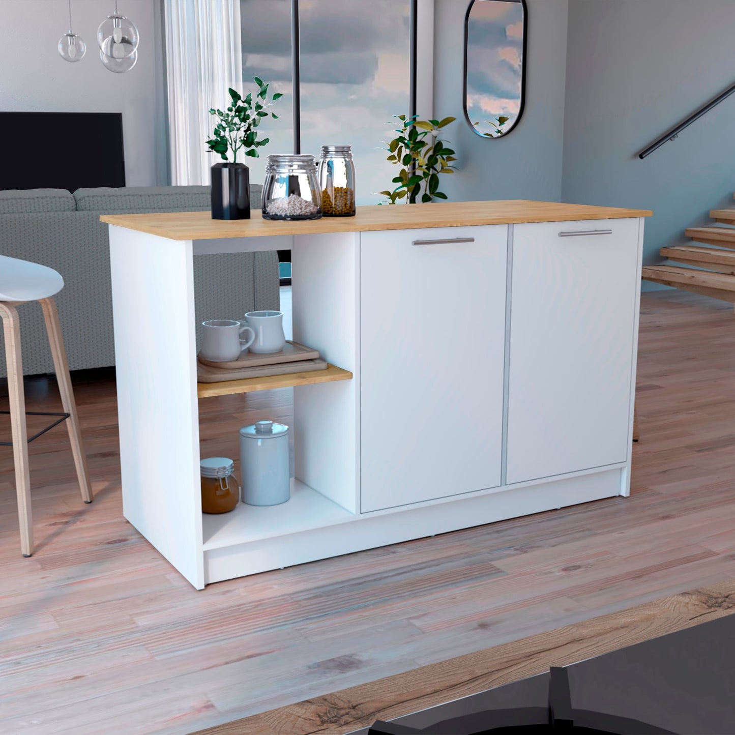 Isla De Cocina Juniper 90 X 150 Rta Blanco Macadamia
