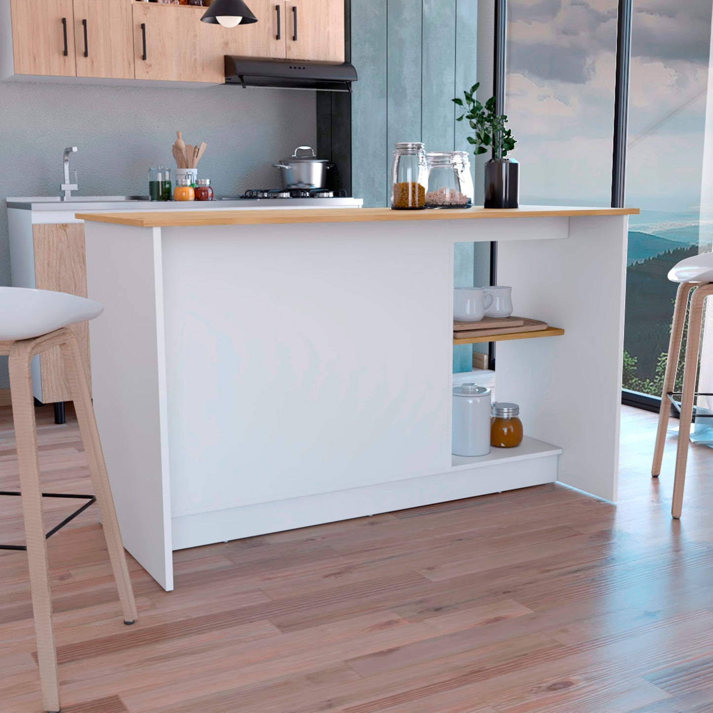 Isla De Cocina Juniper 90 X 150 Rta Blanco Macadamia