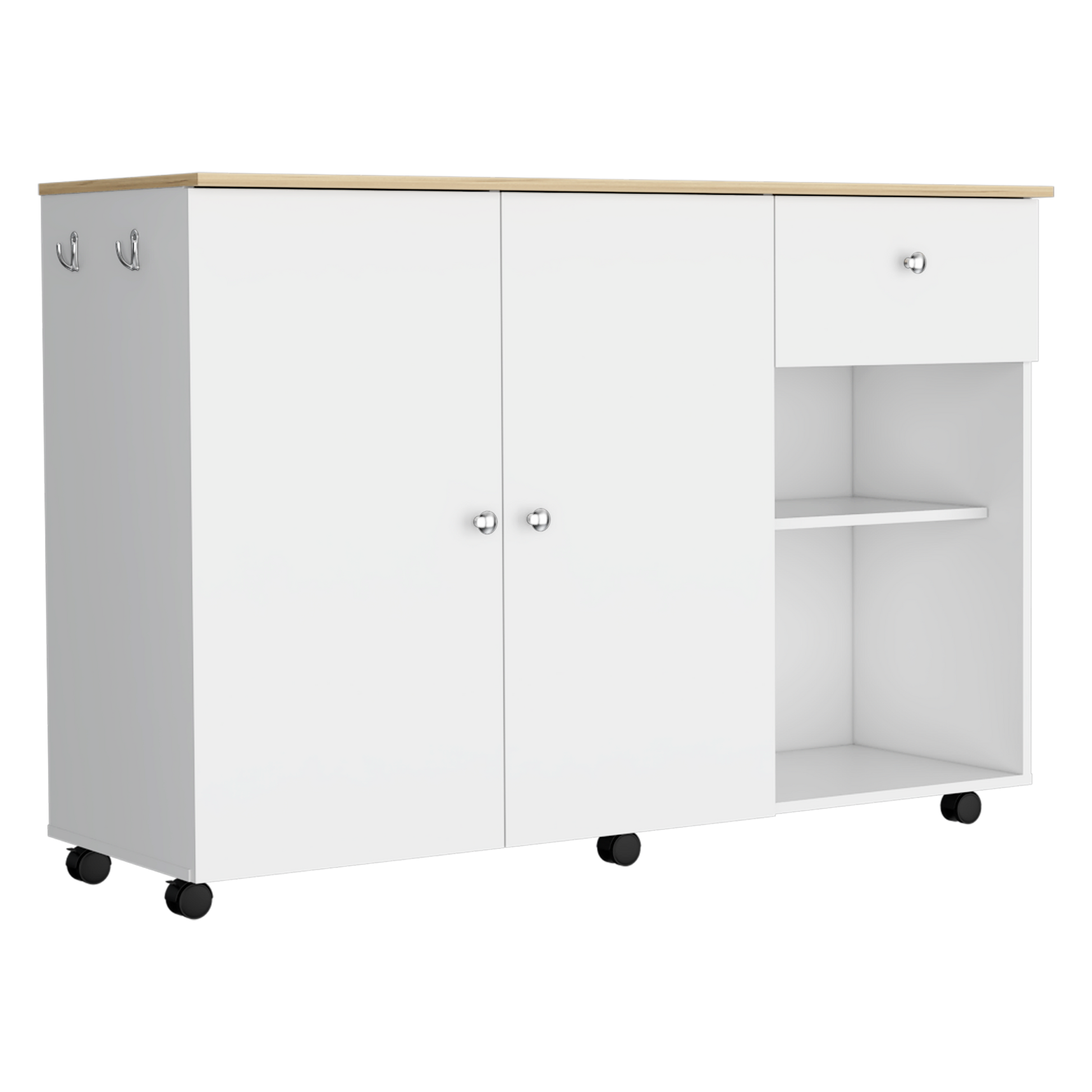 Isla De Cocina Movil 92 X 126 Rta Blanco Macadamia