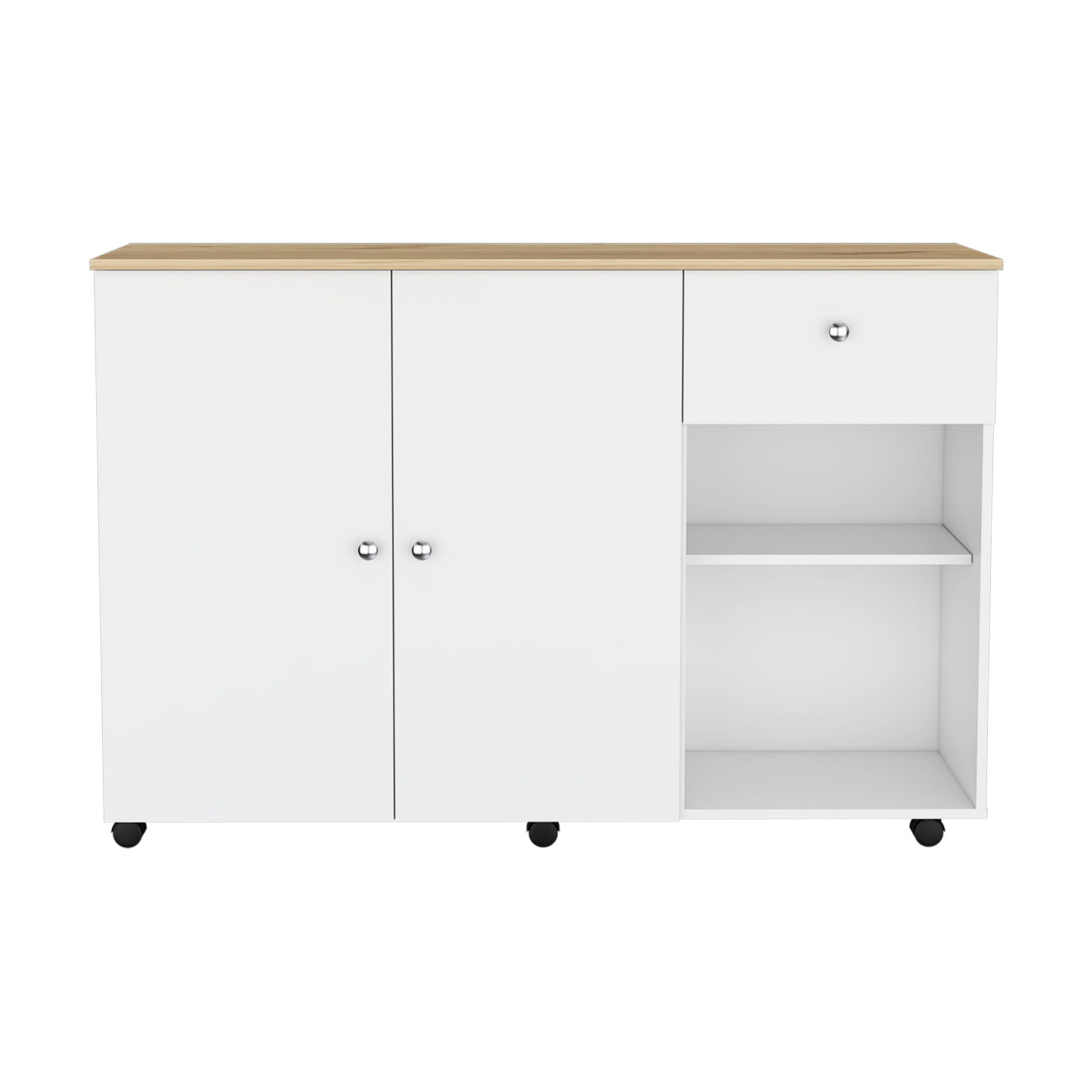 Isla De Cocina Movil 92 X 126 Rta Blanco Macadamia