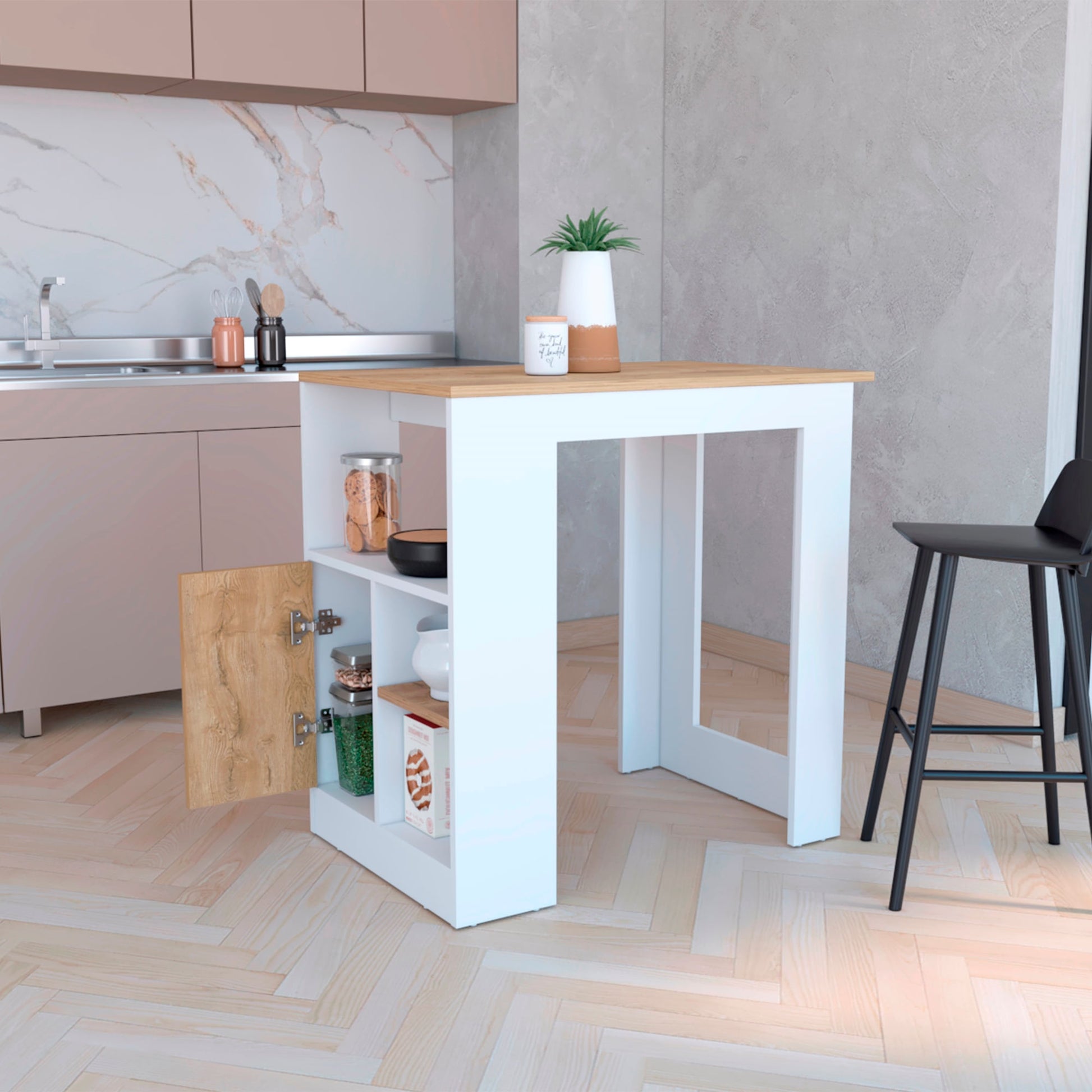 Isla De Cocina Stirling Rta Blanco Macadamia