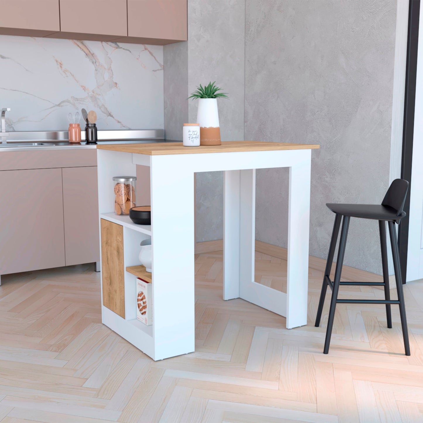 Isla De Cocina Stirling Rta Blanco Macadamia