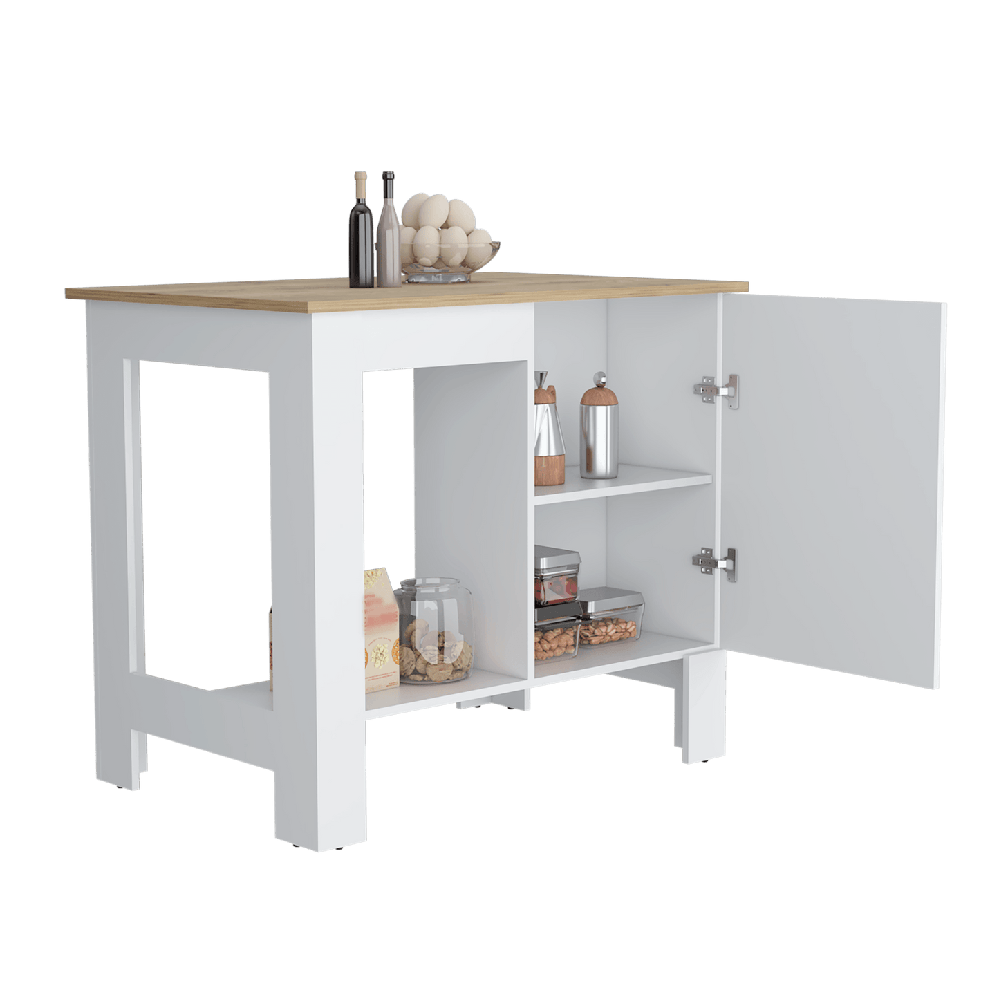 Isla De Cocina Atenea 90X103 Rta Blanco Macadamia