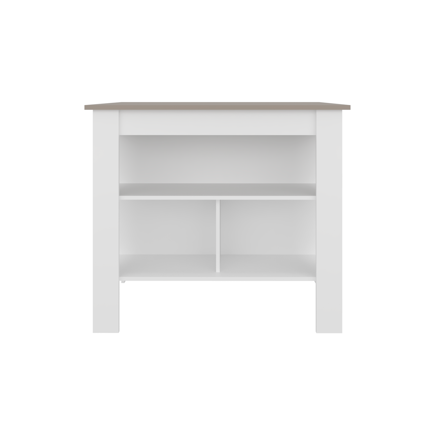 Isla De Cocina Burton 90X103X70 Rta Blanco Mqz + Taupe