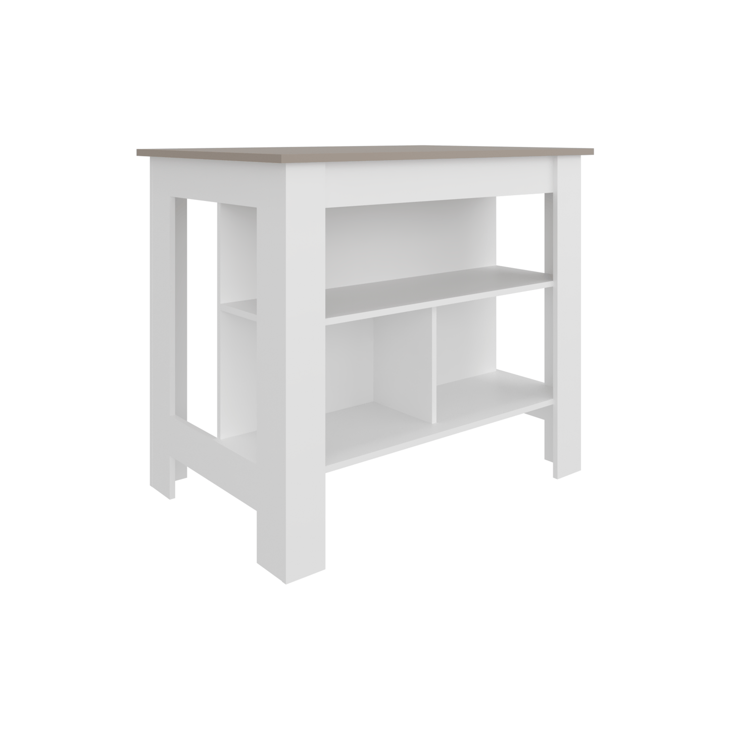 Isla De Cocina Burton 90X103X70 Rta Blanco Mqz + Taupe