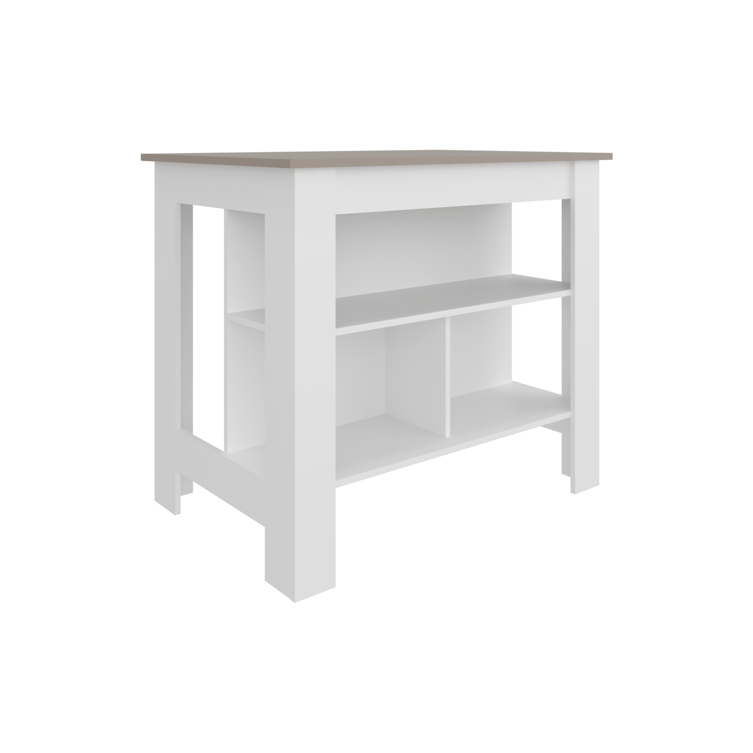 Isla De Cocina Burton 90X103X70 Rta Blanco Mqz + Taupe