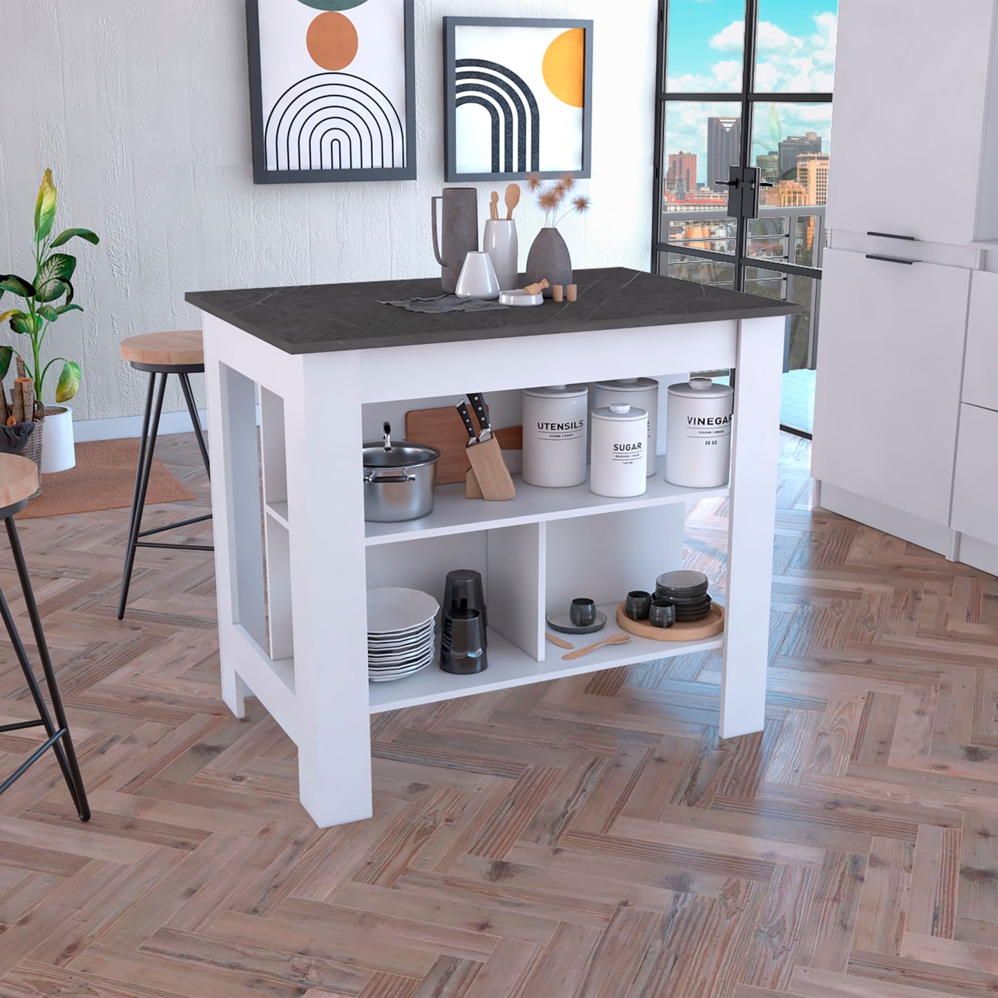 Isla Cala De Cocina 90X103 Rta Onix Blanco