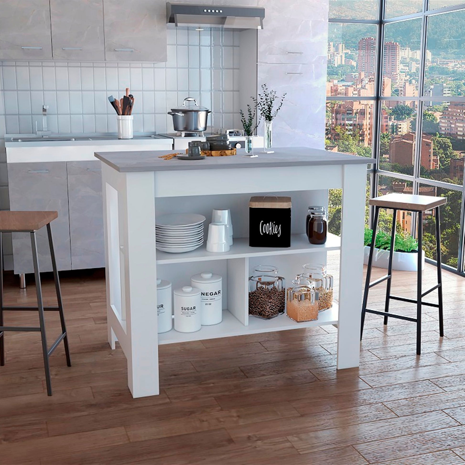 Isla Cala De Cocina 90X103 Rta Blanco Ibiza