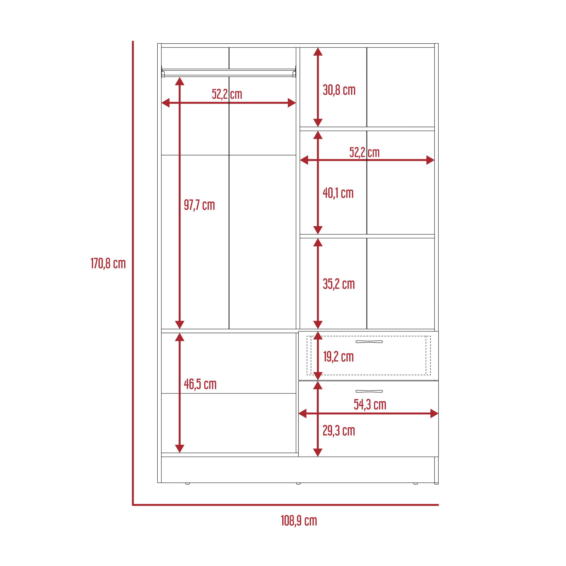 Closet Vaupes 2.0 170 X 108 X 47 Rta Duna + Blanco