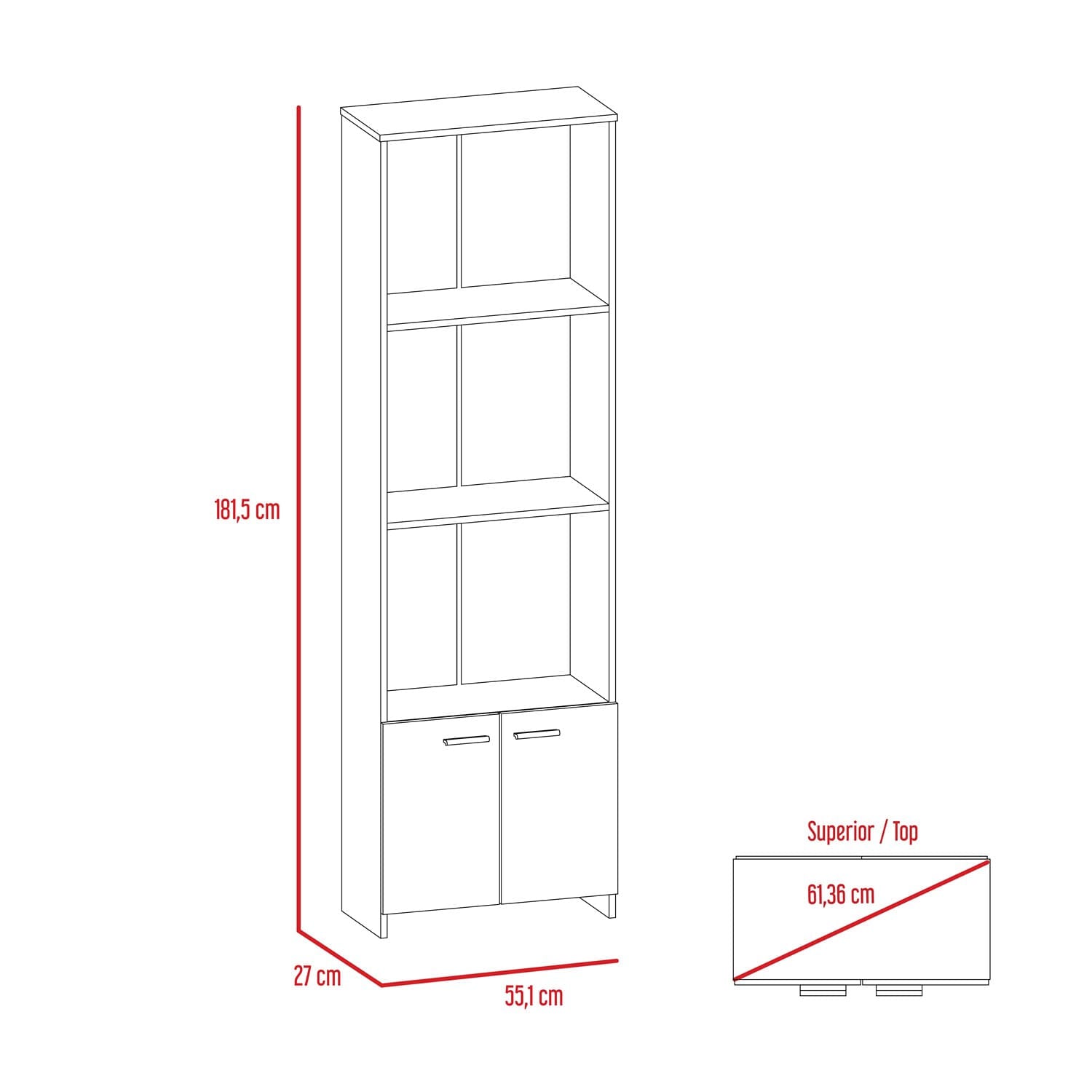 Biblioteca Lisa Easy 55 X 181 X 27 Rta Bellota