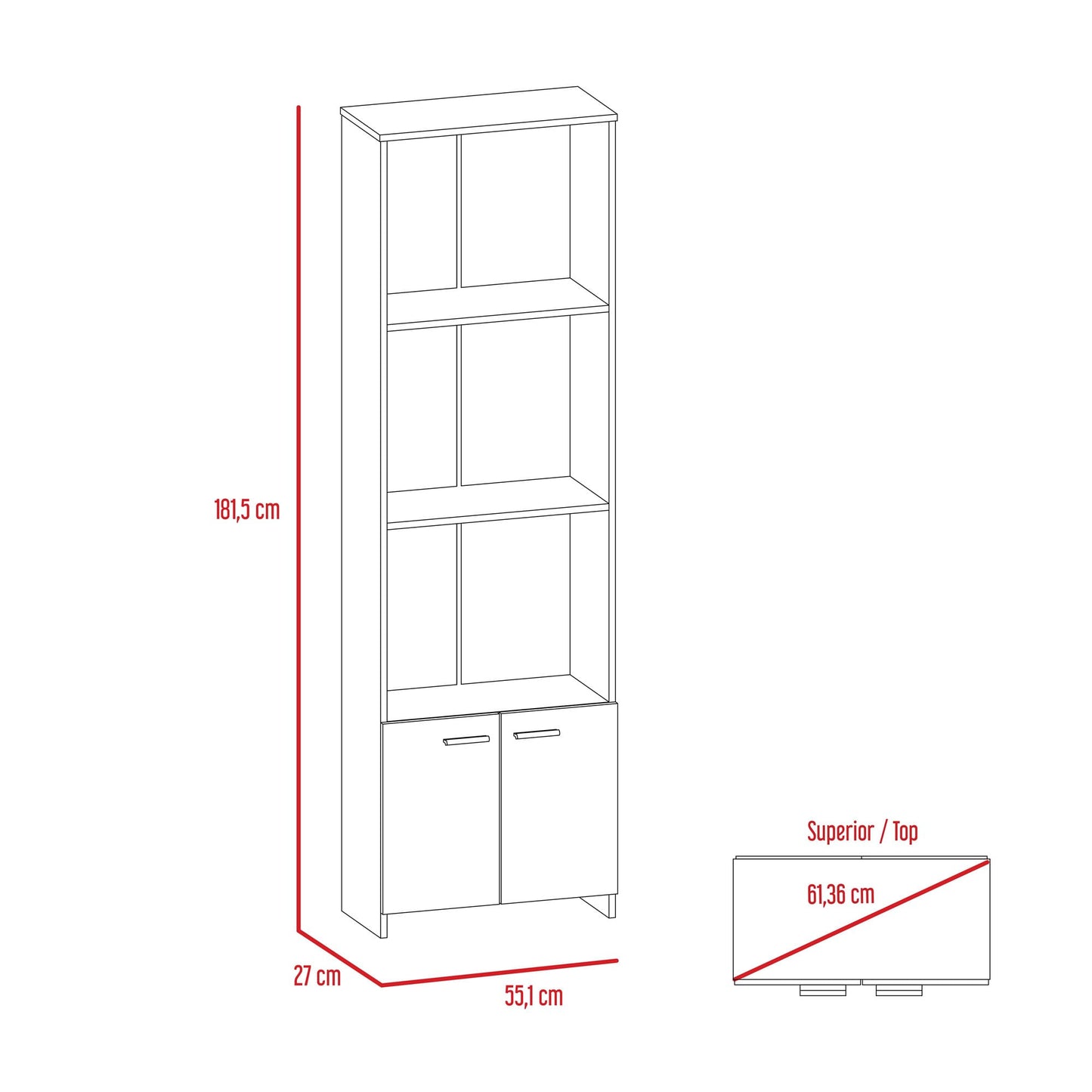 Biblioteca Lisa Easy 55 X 181 X 27 Rta Fresno
