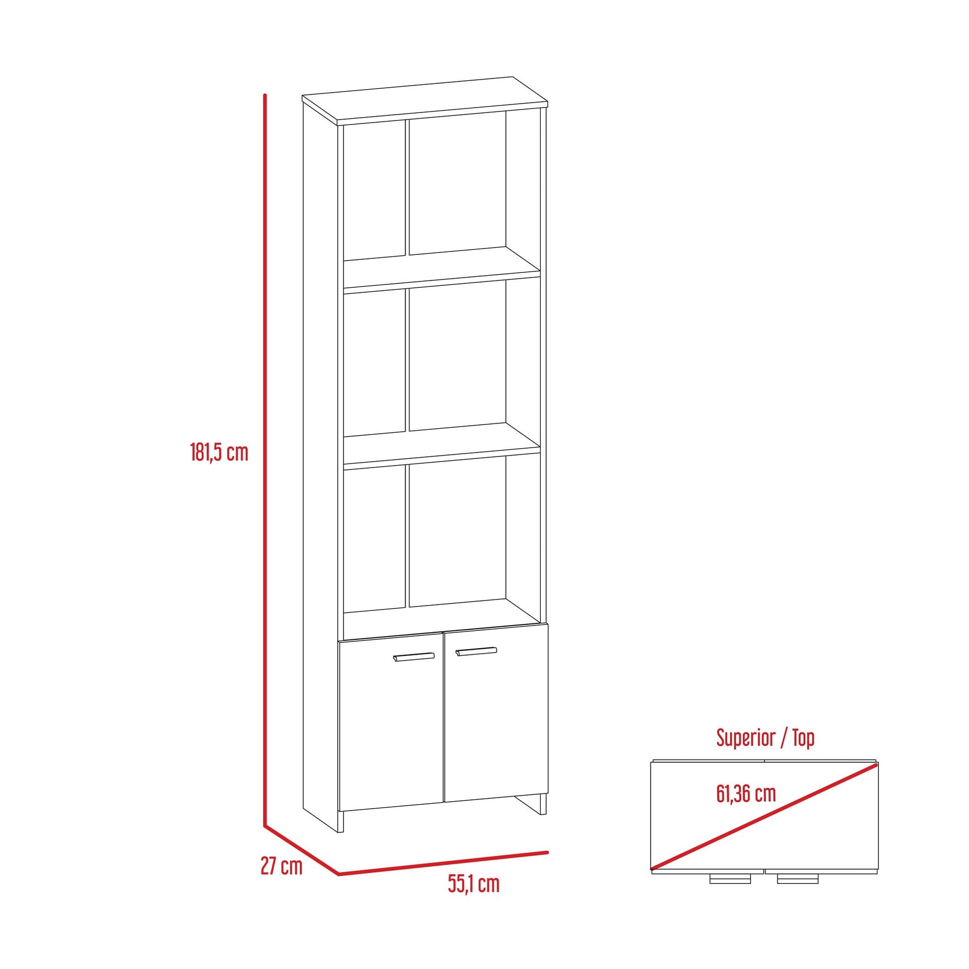 Biblioteca Lisa Easy 55 X 181 X 27 Rta Fresno
