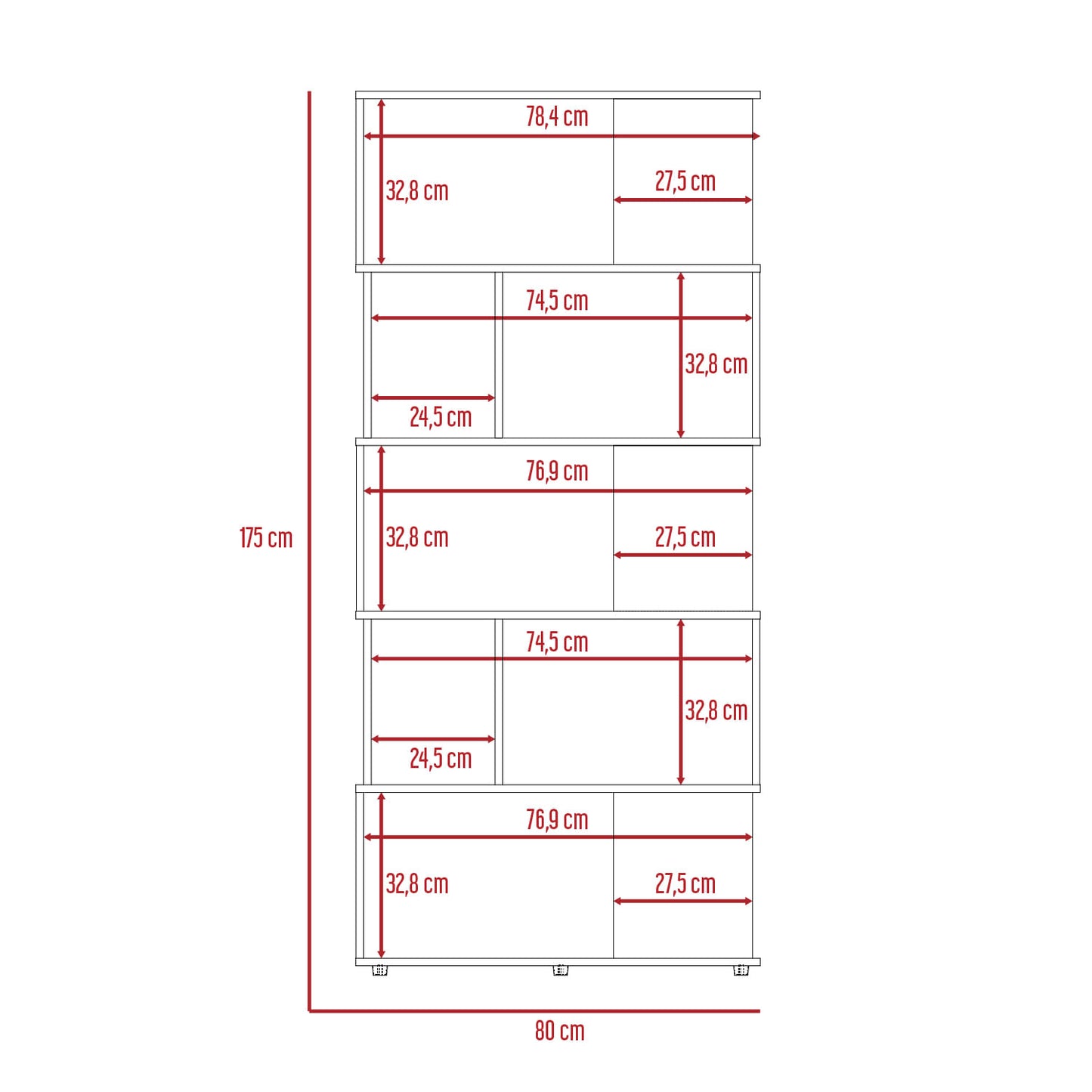 Biblioteca Noah 175 X 80 X 29 Rta Macadamia Blanco