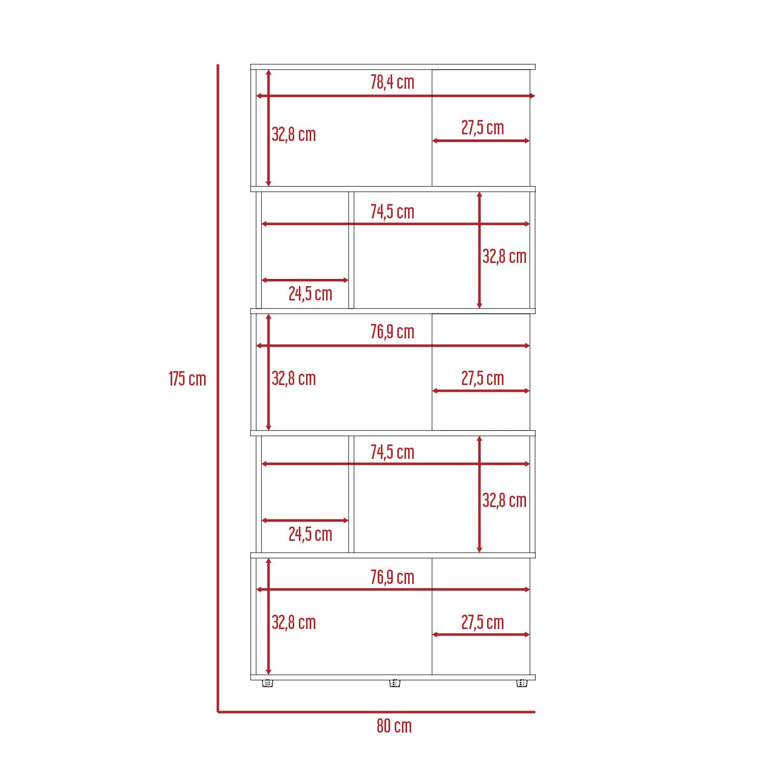 Biblioteca Noah 175 X 80 X 29 Rta Macadamia Blanco