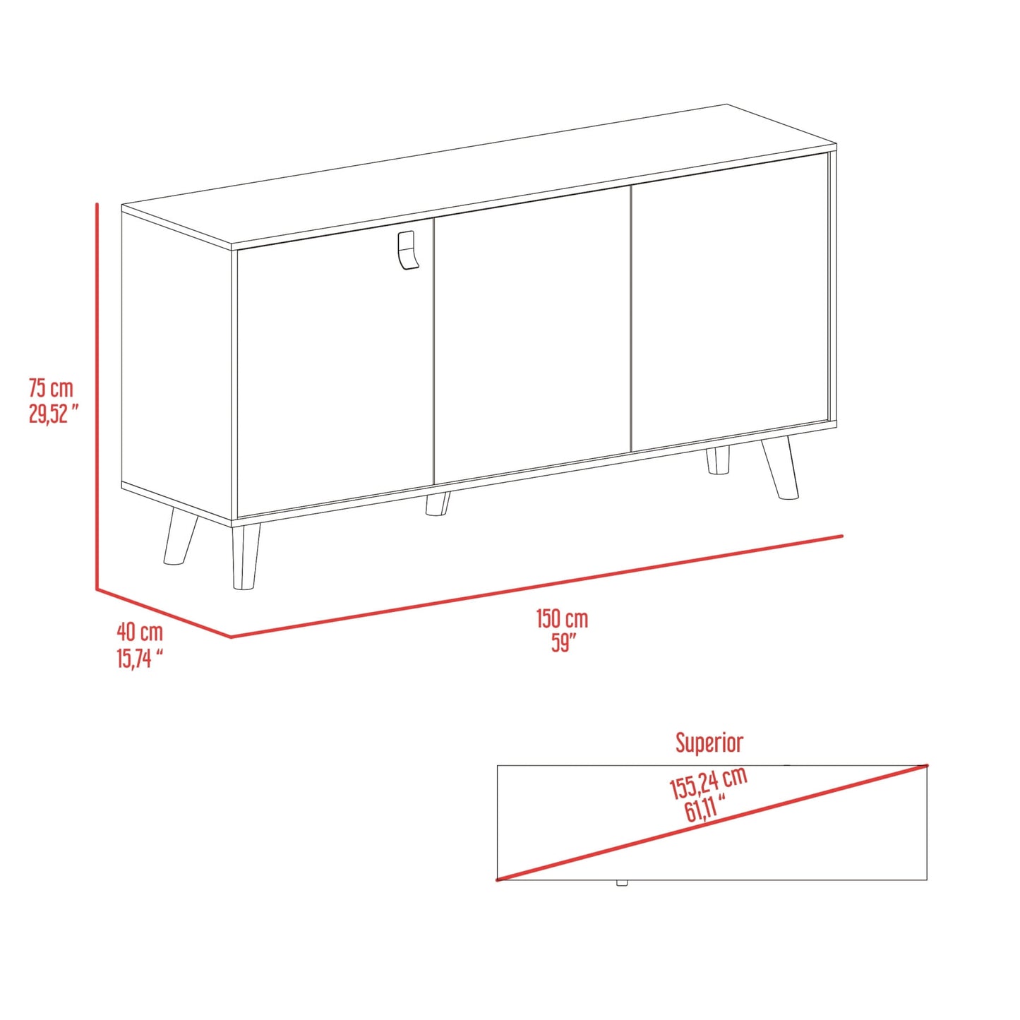 Bife 3 Puertas Funes 150 Rta Taupe Lenno