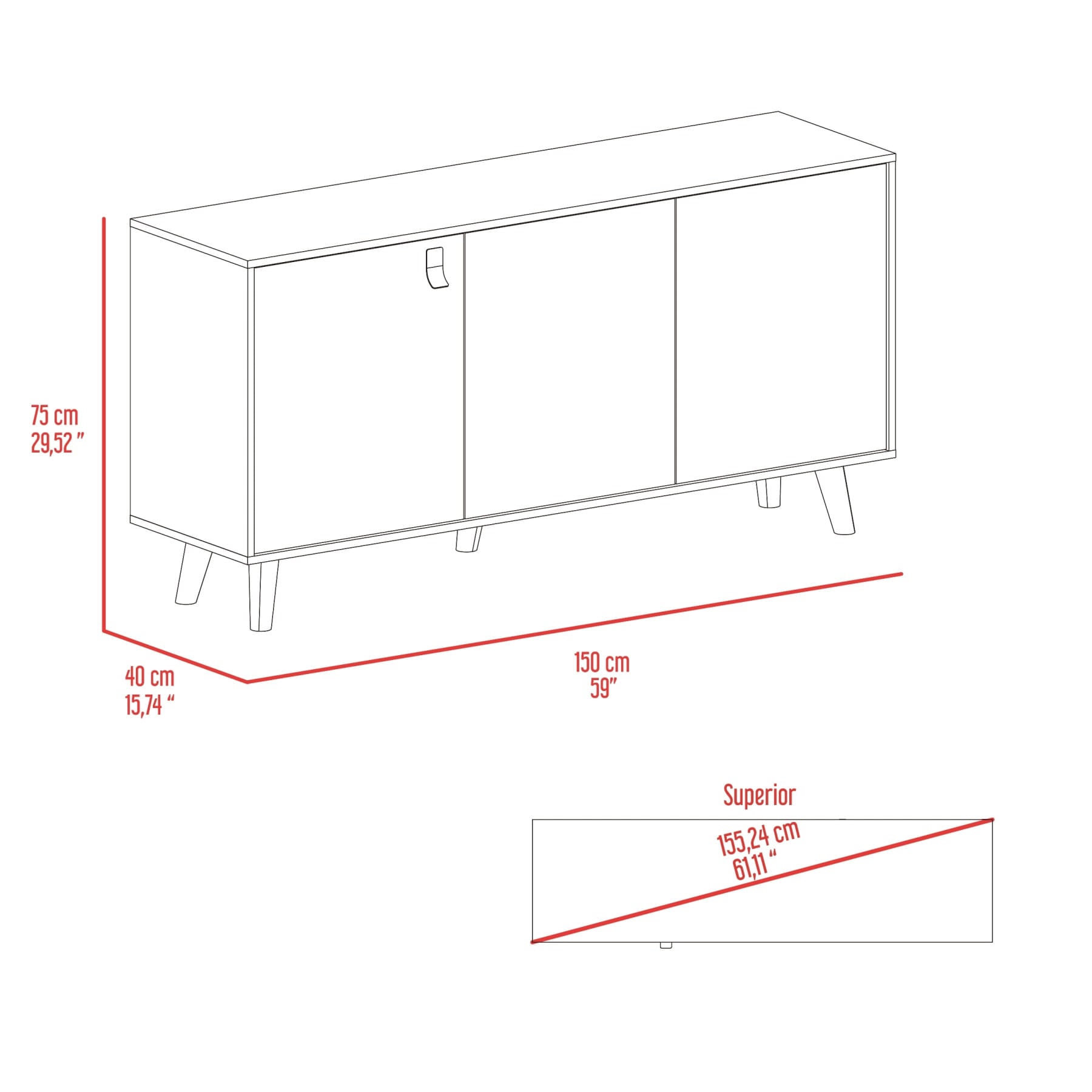 Bife 3 Puertas Funes 150 Rta Taupe Lenno
