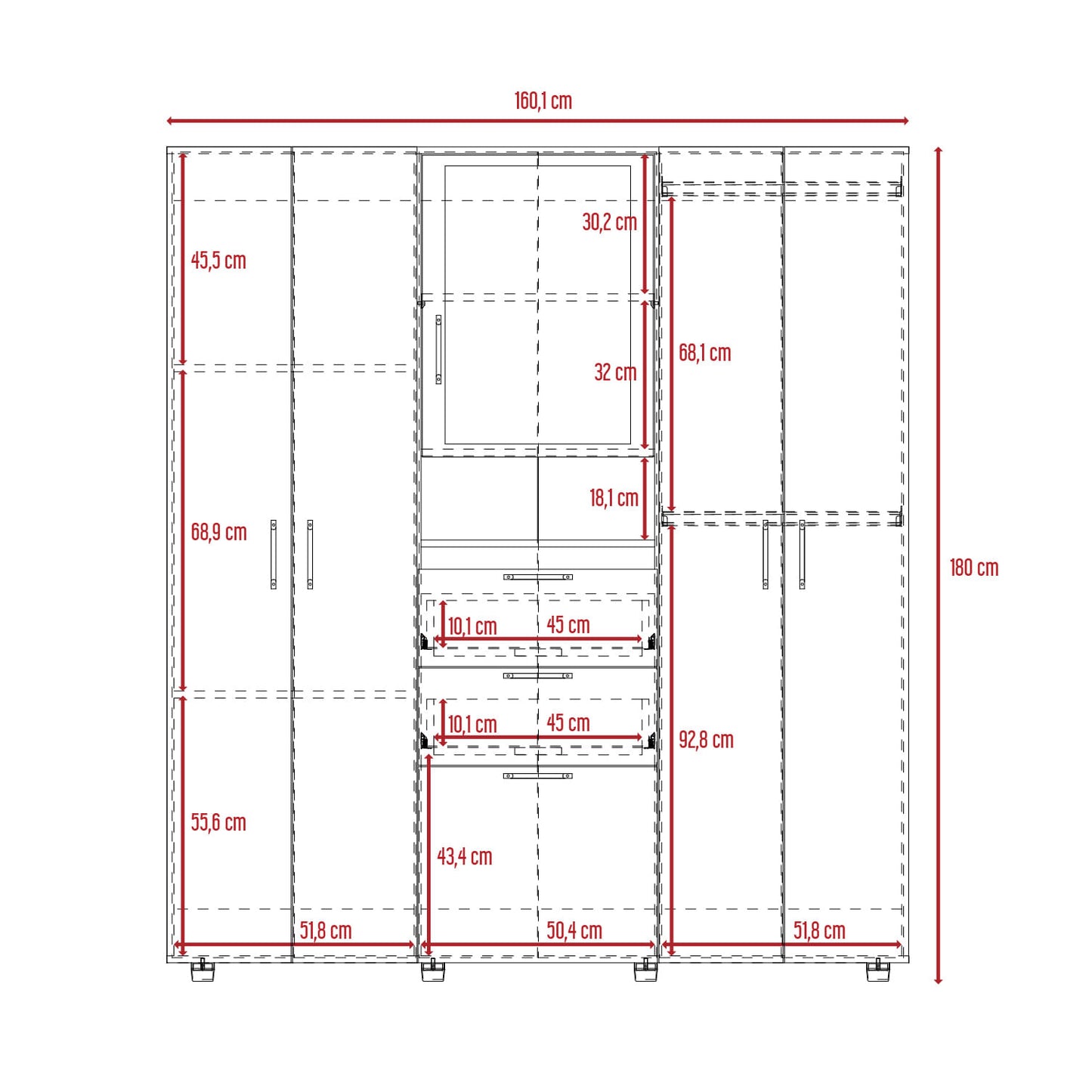 Closet Belton 180 X 160 X 50 Rta Blanco