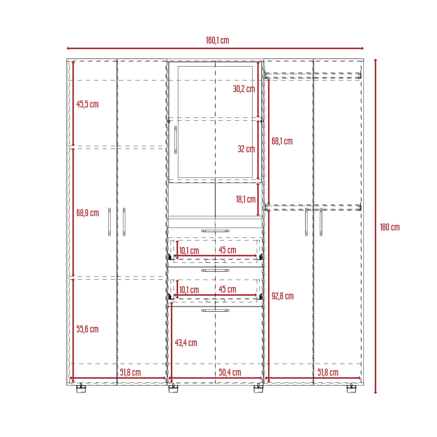 Closet Belton 180 X 160 X 50 Rta Blanco